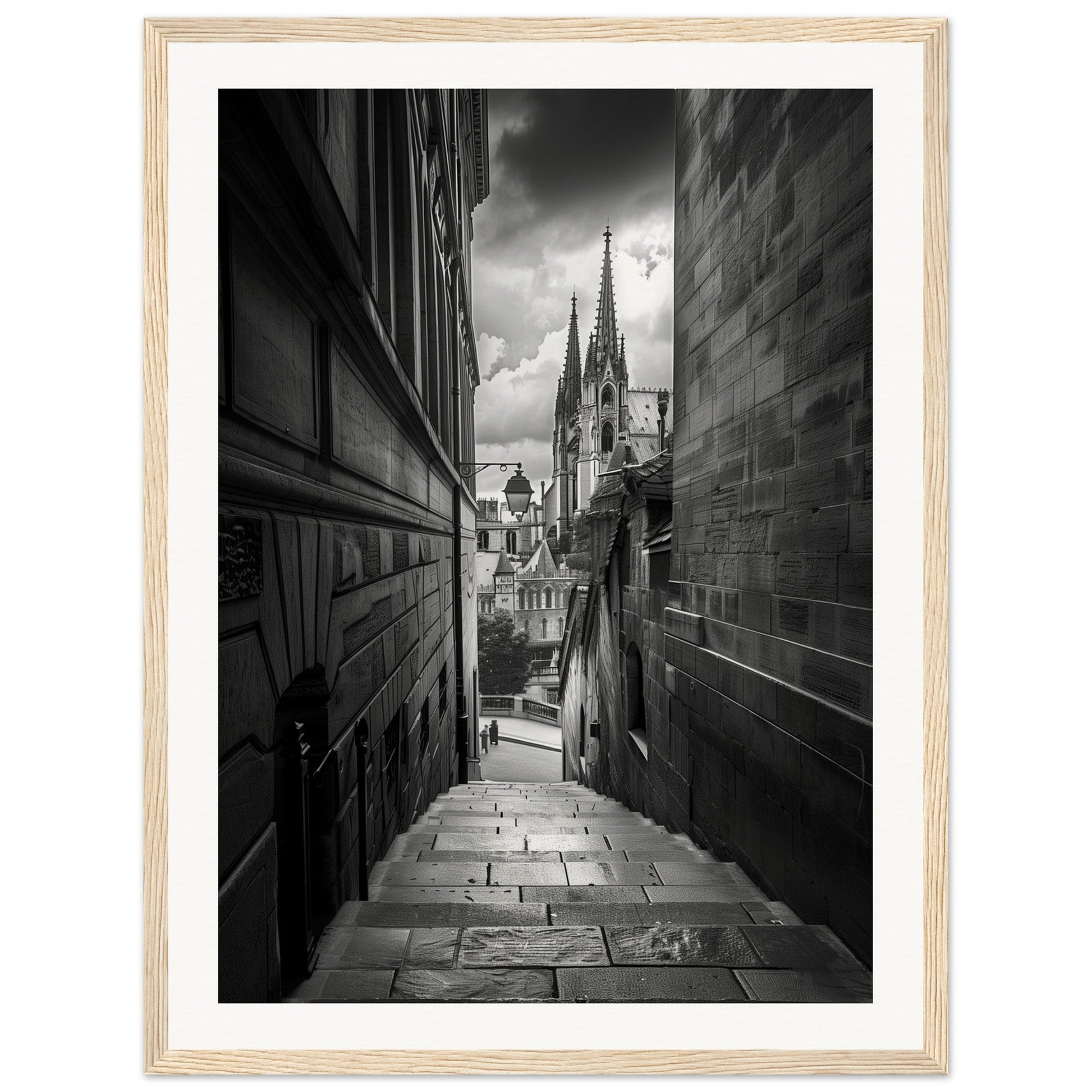 Poster Lyon Noir Et Blanc ( 45x60-cm-Bois-clair)