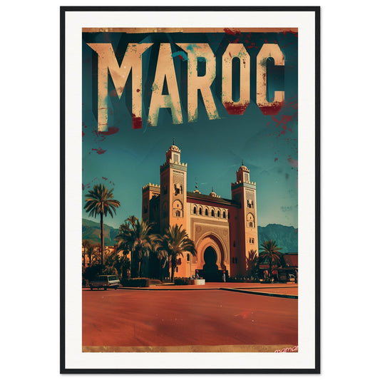 Poster Maroc ( 70x100-cm-Bois-noir)