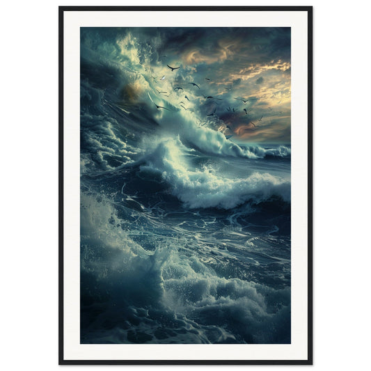 Poster Mer Déchainée ( 70x100-cm-Bois-noir)