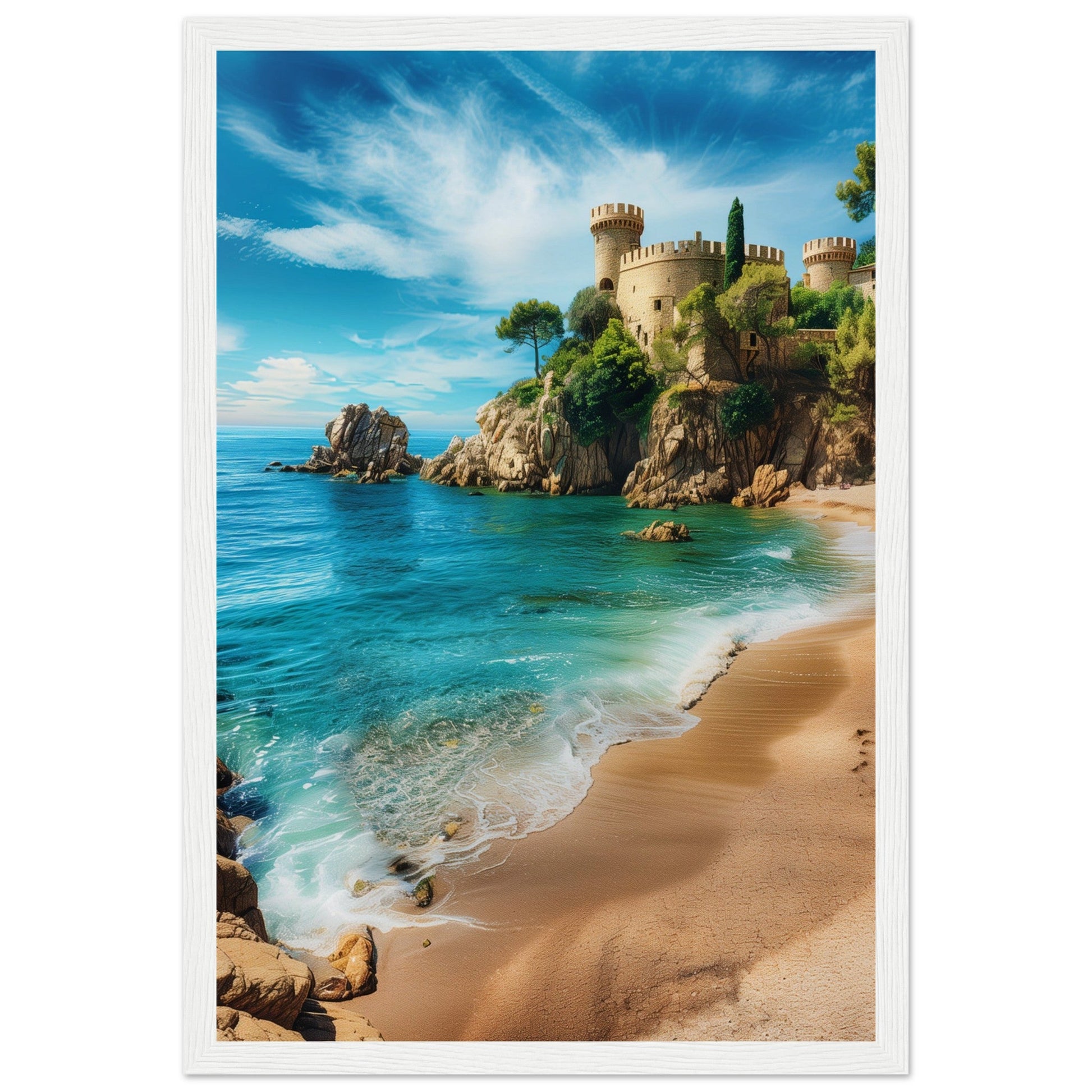 Poster Mer Méditerranée ( 30x45-cm-Bois-blanc)