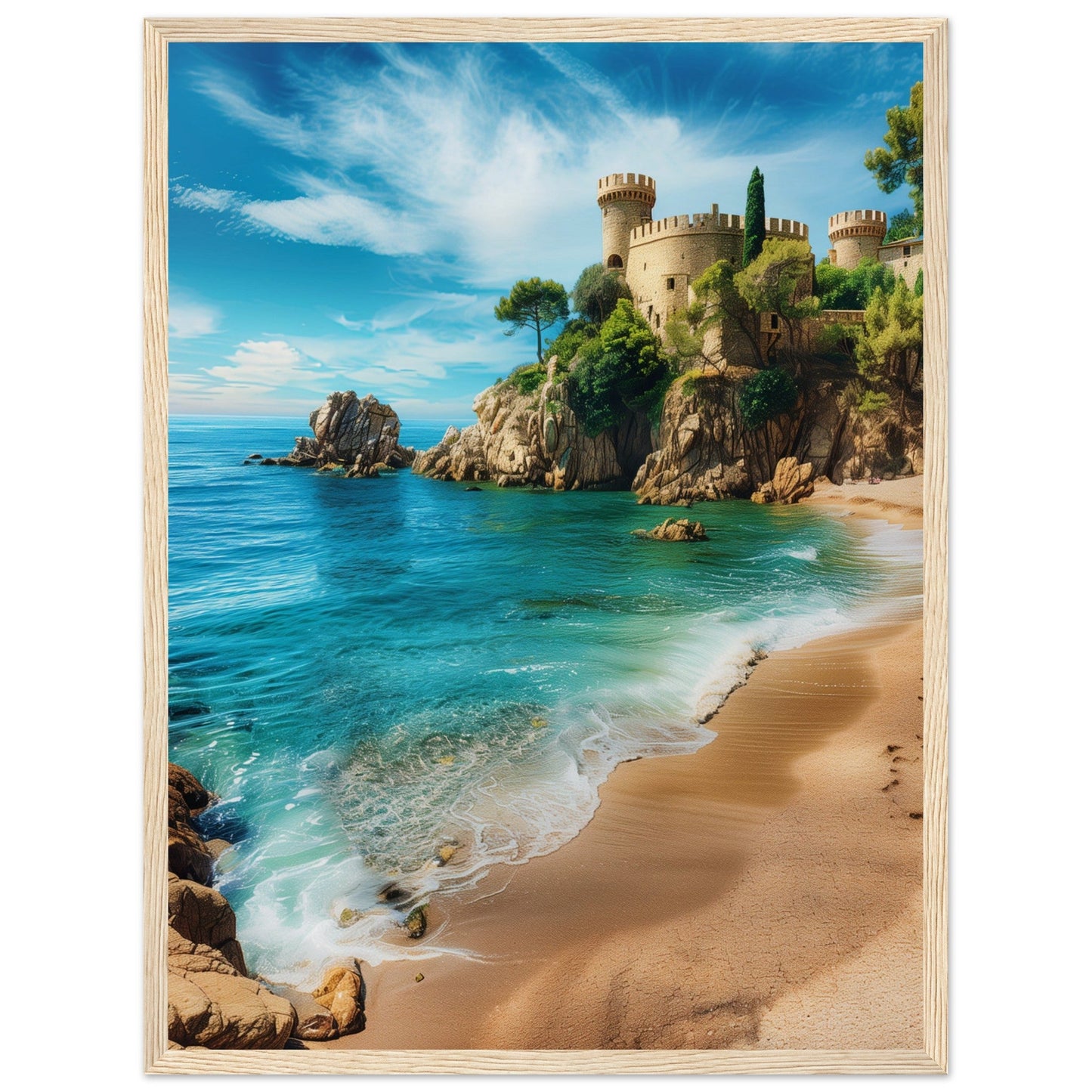 Poster Mer Méditerranée ( 45x60-cm-Bois-clair)