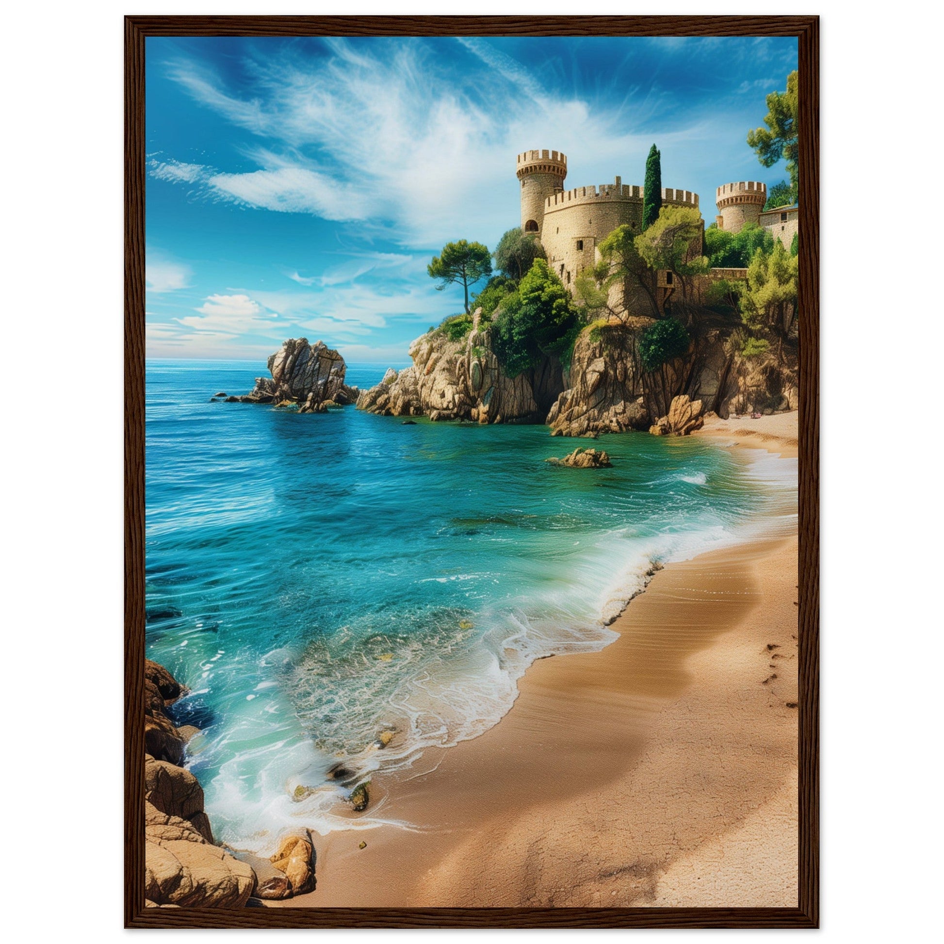 Poster Mer Méditerranée ( 45x60-cm-Bois-foncé)