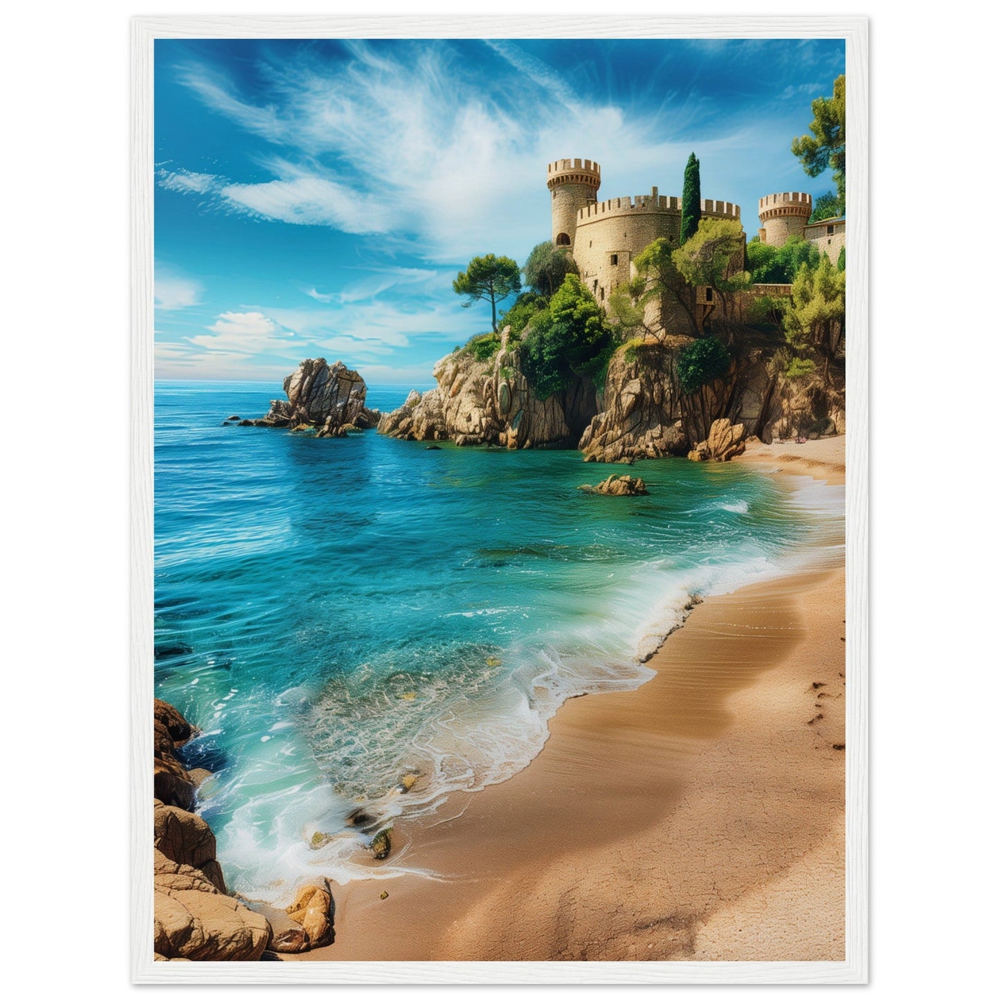 Poster Mer Méditerranée ( 45x60-cm-Bois-blanc)