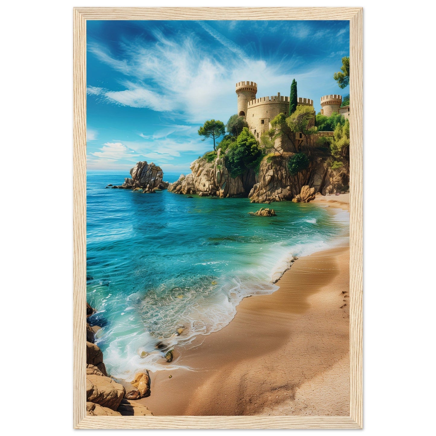 Poster Mer Méditerranée ( 30x45-cm-Bois-clair)