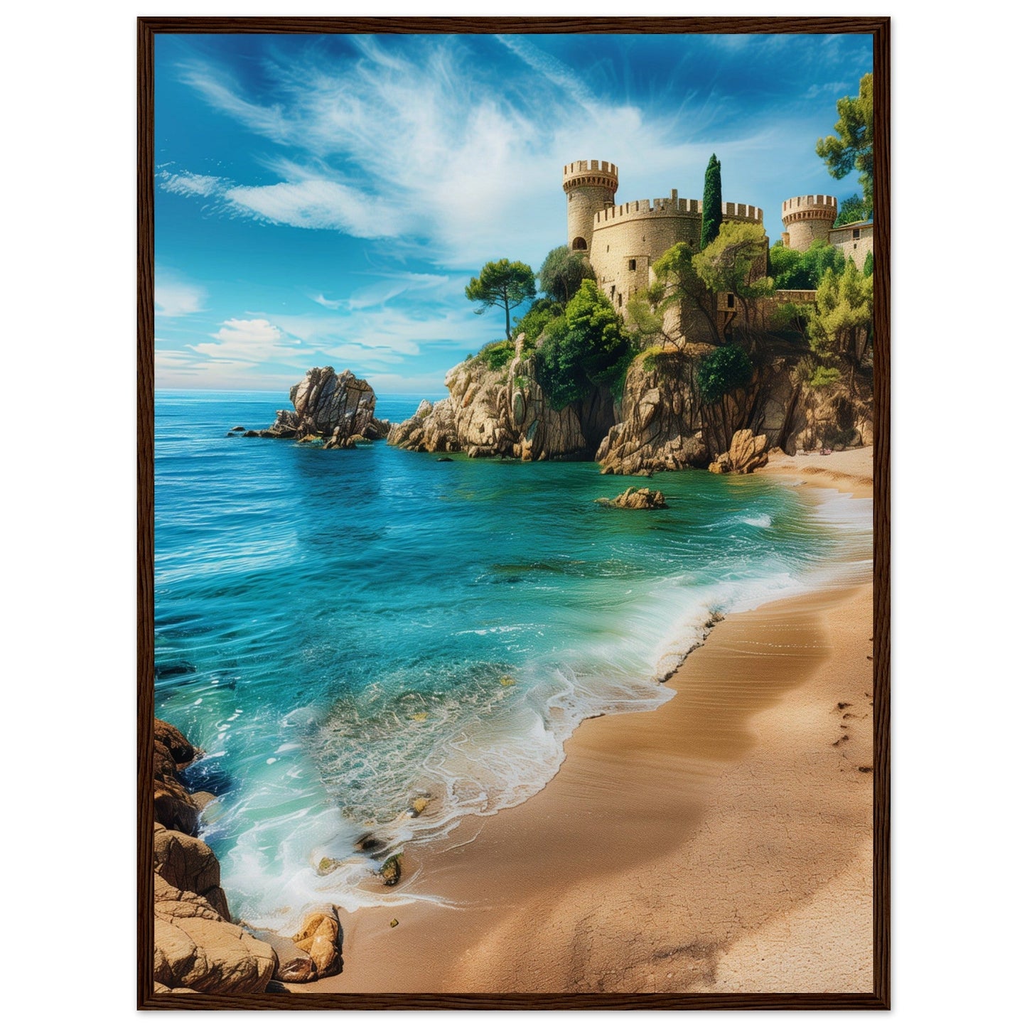 Poster Mer Méditerranée ( 60x80-cm-Bois-foncé)