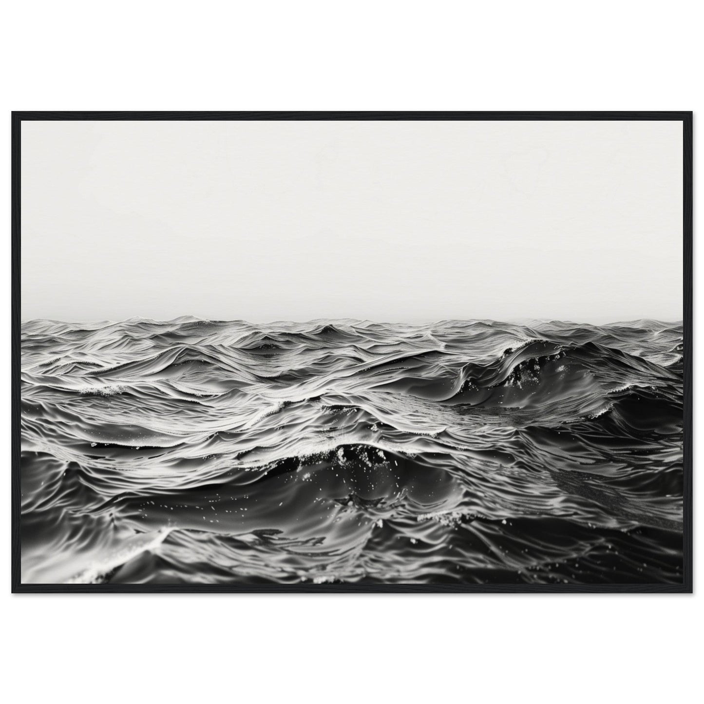 Poster Mer Noir et Blanc ( 70x100-cm-Bois-noir)