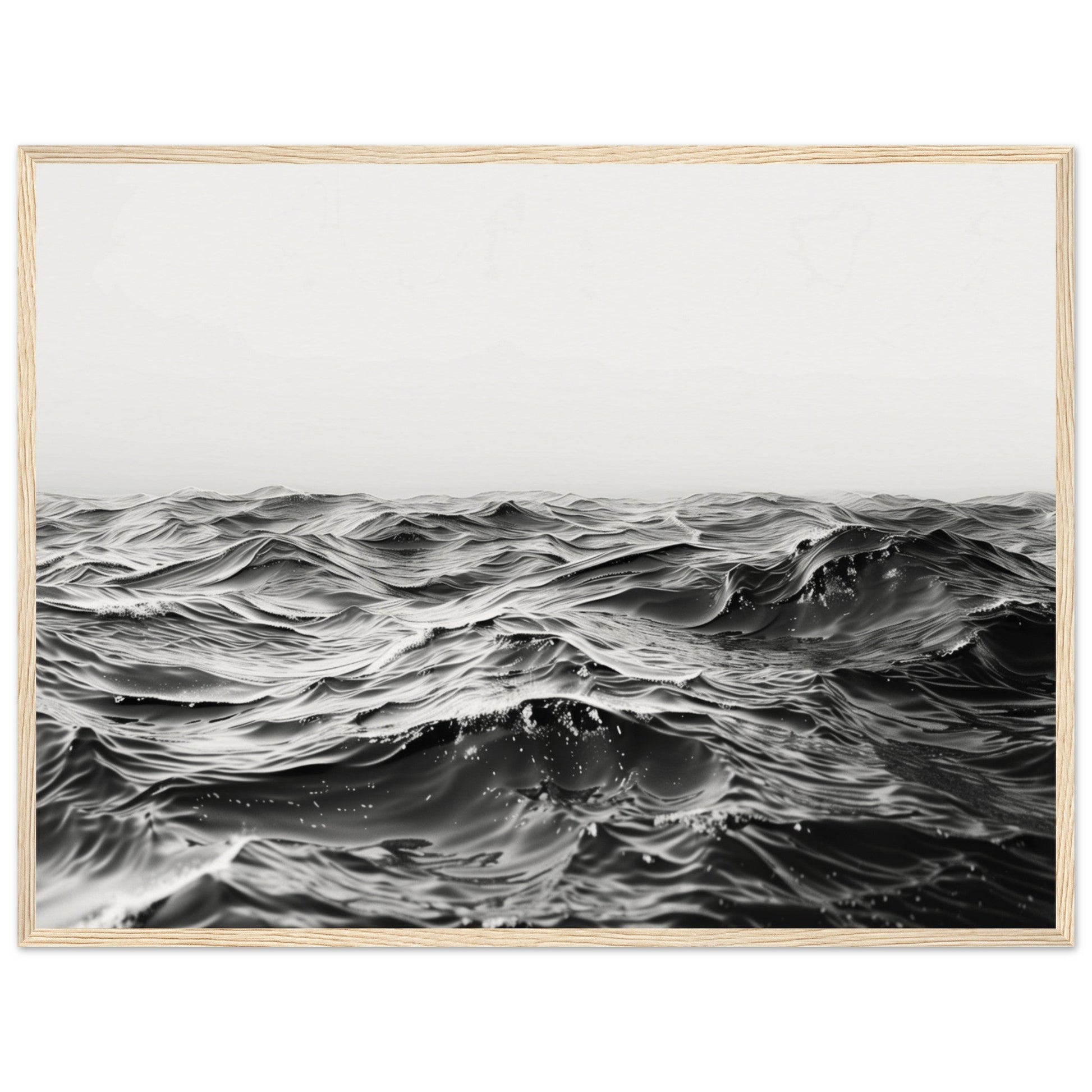 Poster Mer Noir et Blanc ( 60x80-cm-Bois-clair)