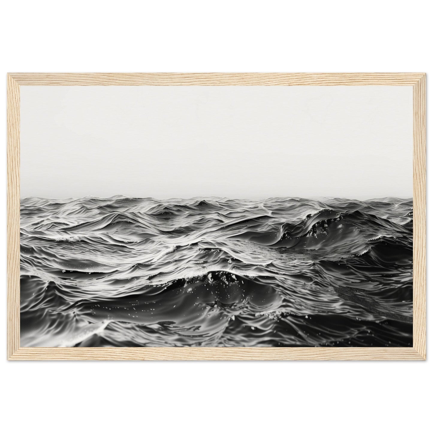 Poster Mer Noir et Blanc ( 30x45-cm-Bois-clair)