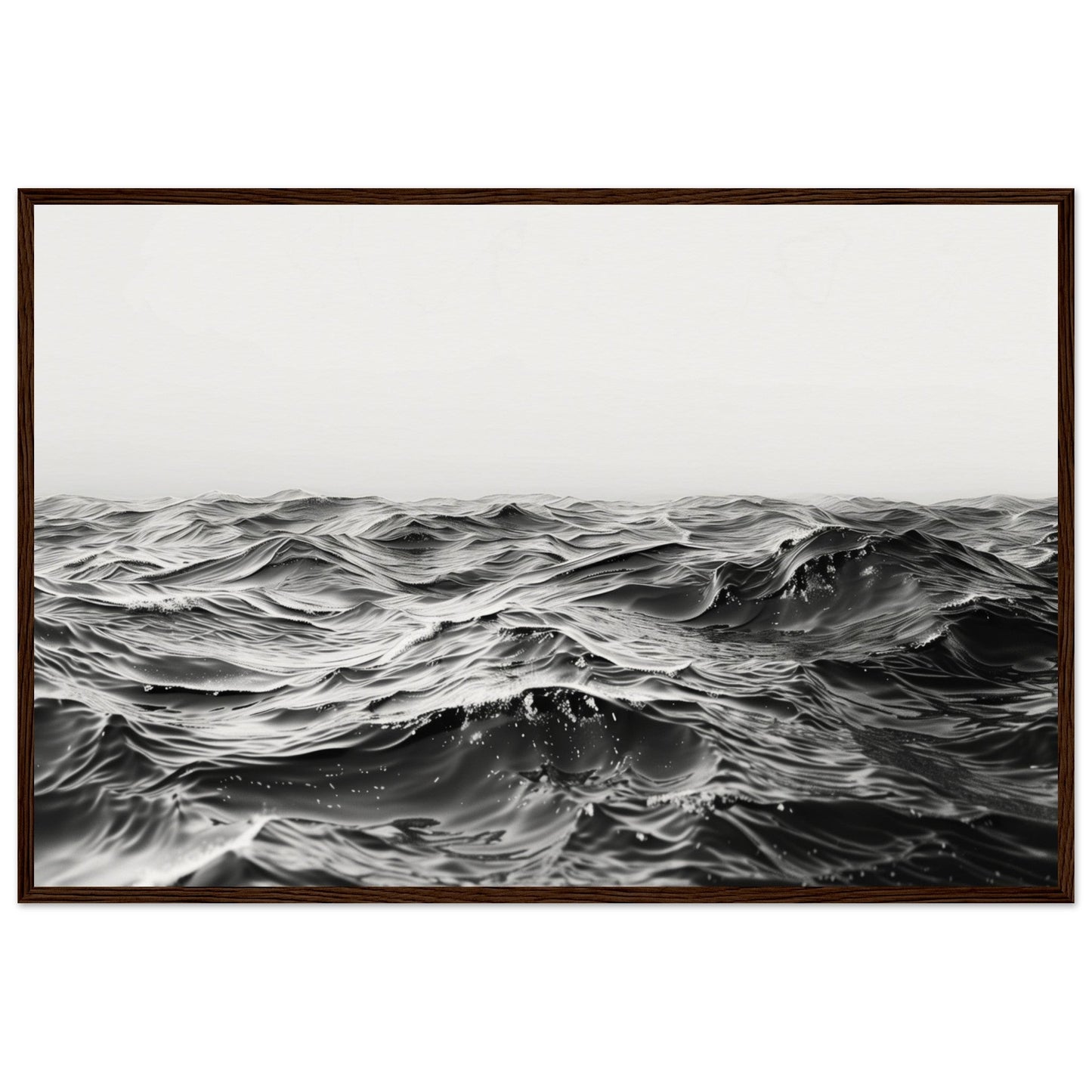 Poster Mer Noir et Blanc ( 60x90-cm-Bois-foncé)