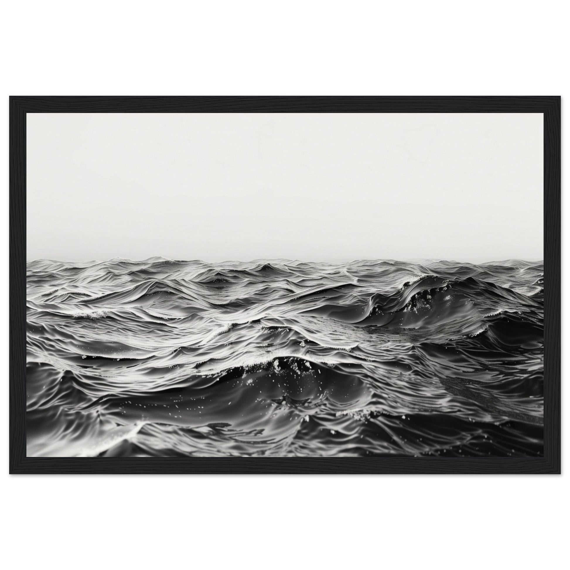 Poster Mer Noir et Blanc ( 30x45-cm-Bois-noir)