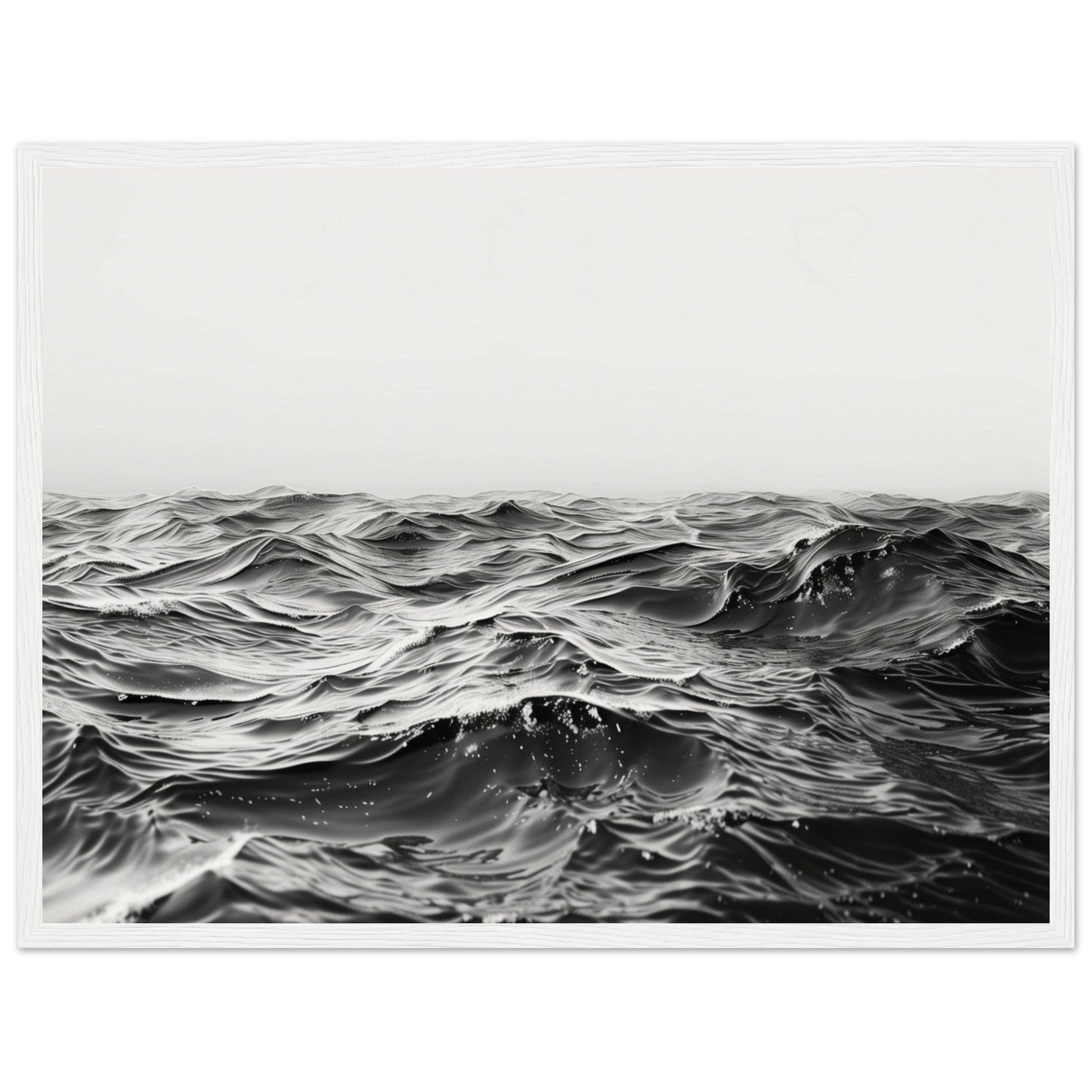 Poster Mer Noir et Blanc ( 45x60-cm-Bois-blanc)