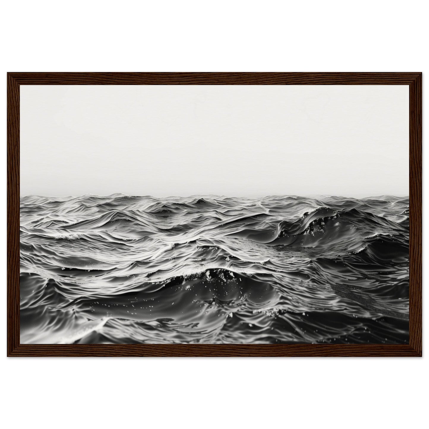 Poster Mer Noir et Blanc ( 30x45-cm-Bois-foncé)