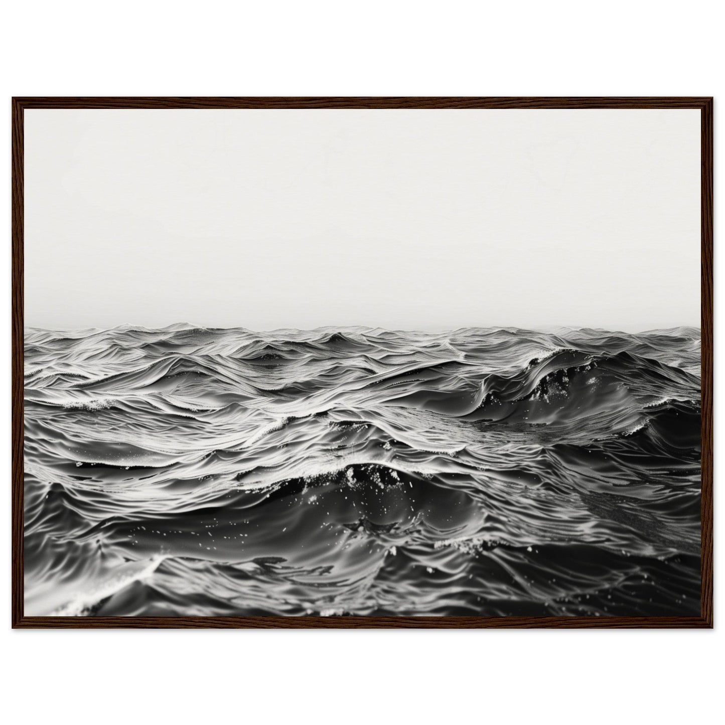 Poster Mer Noir et Blanc ( 60x80-cm-Bois-foncé)