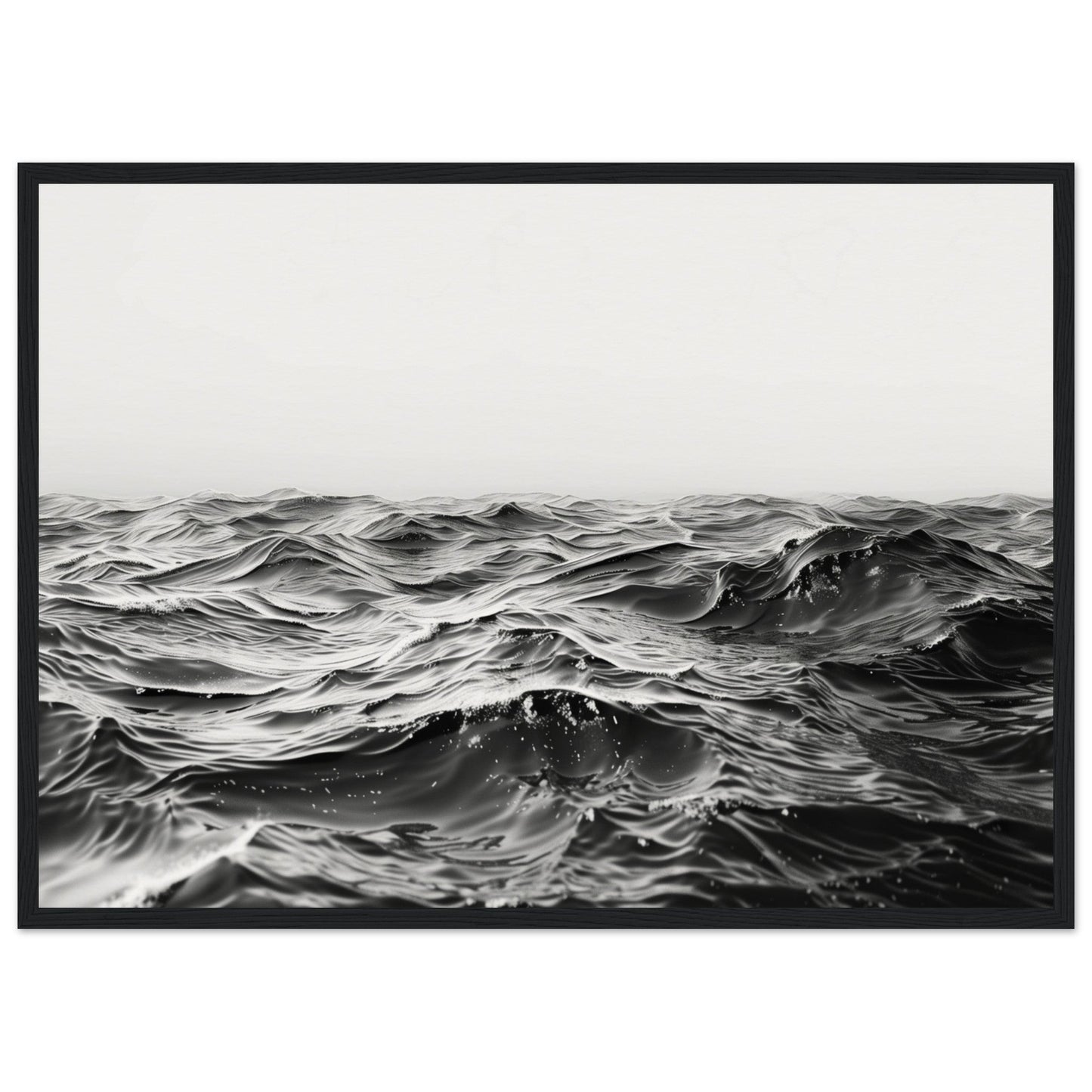 Poster Mer Noir et Blanc ( 50x70-cm-Bois-noir)