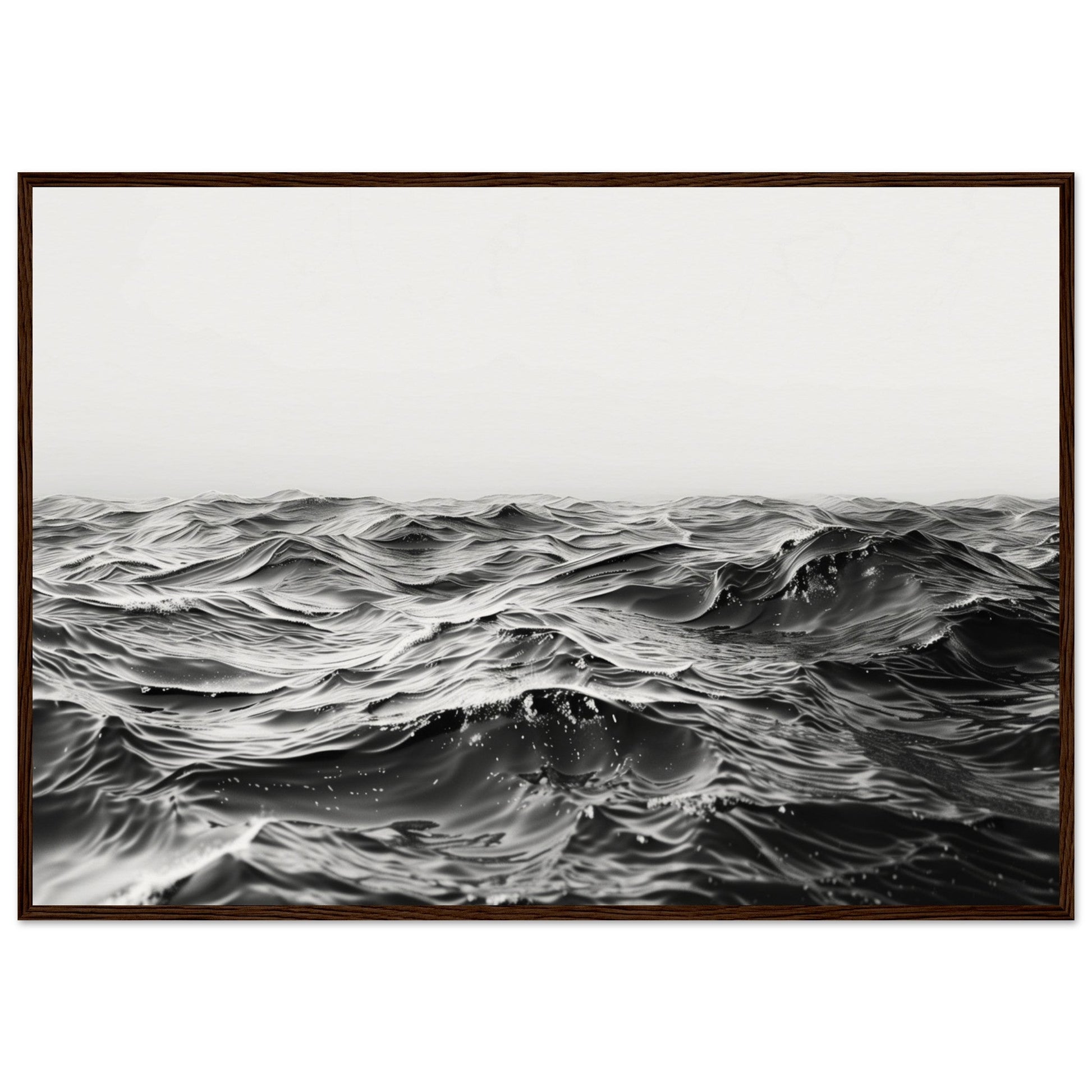 Poster Mer Noir et Blanc ( 70x100-cm-Bois-foncé)