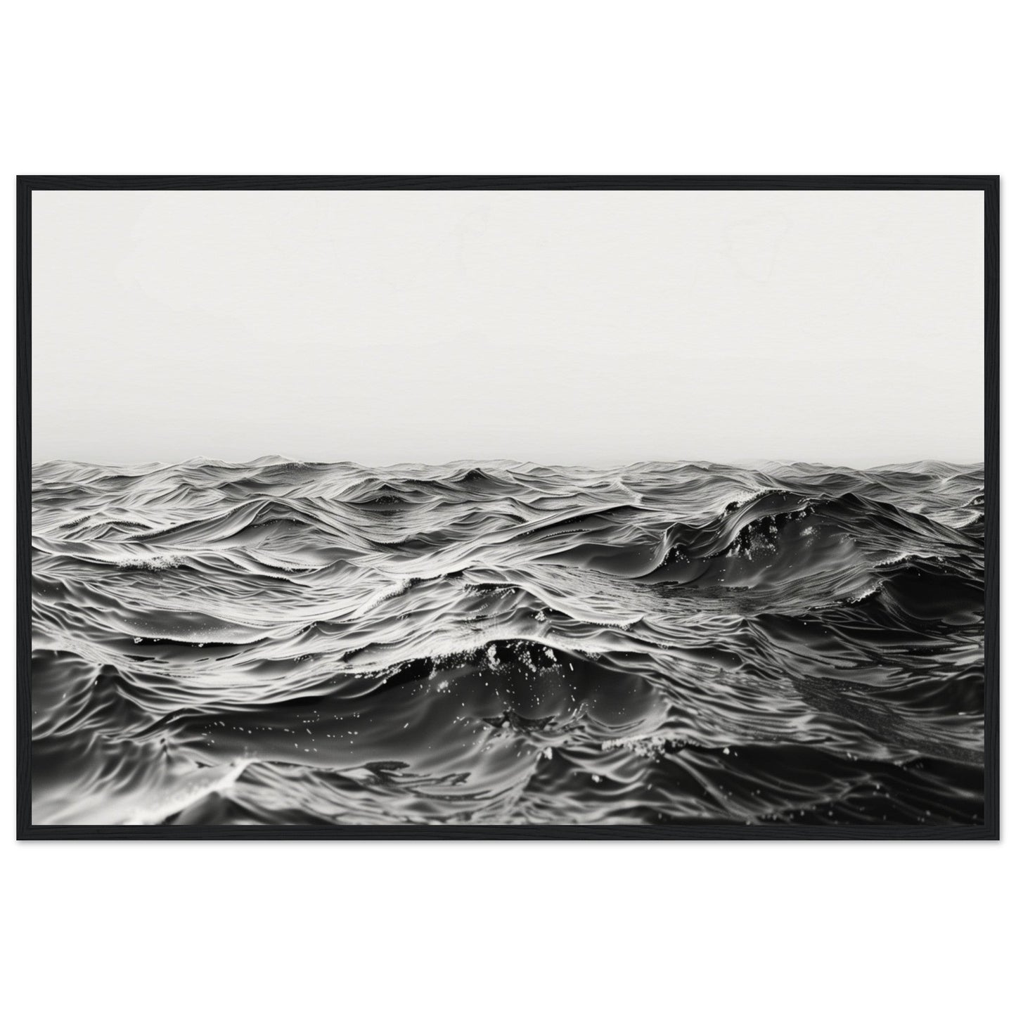 Poster Mer Noir et Blanc ( 60x90-cm-Bois-noir)