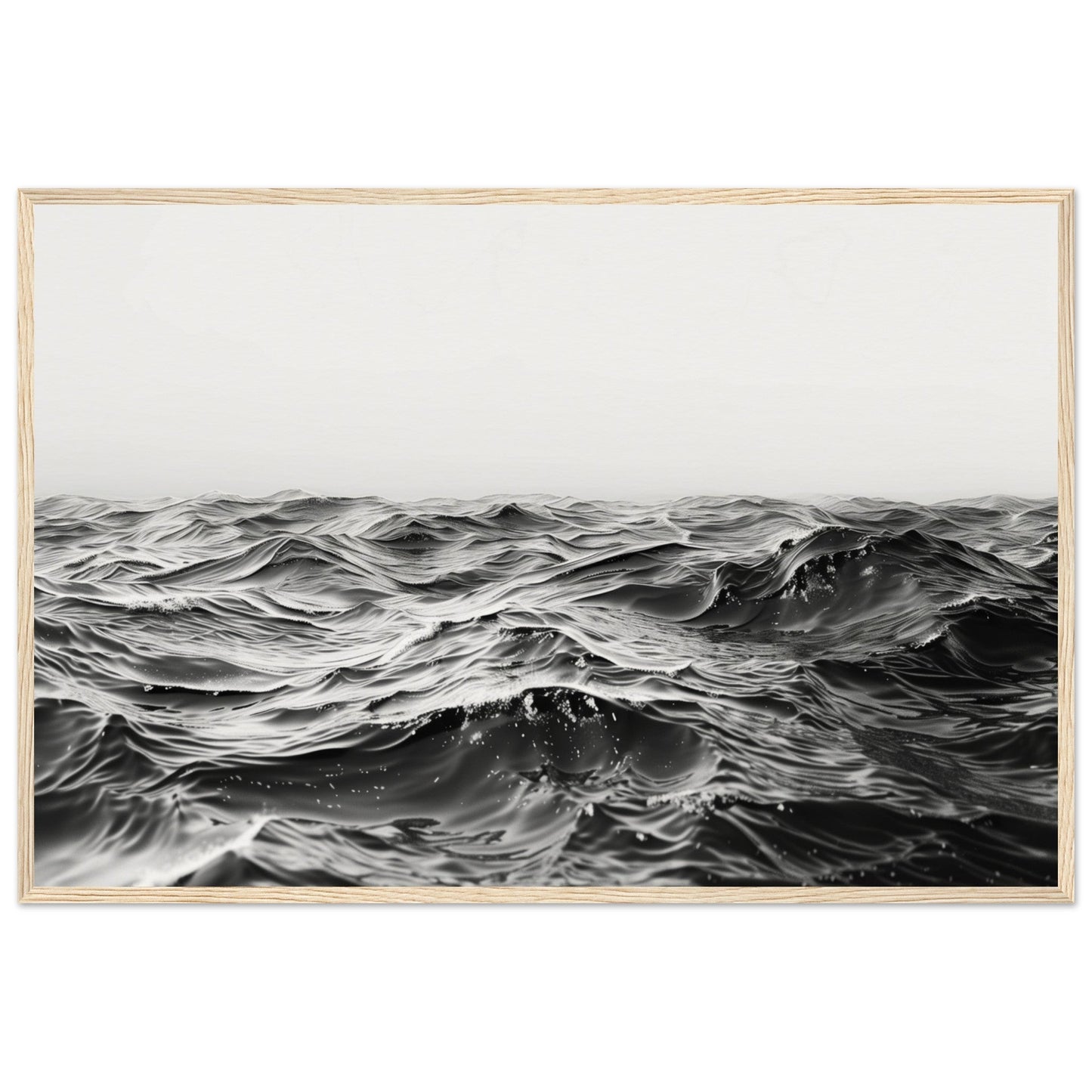 Poster Mer Noir et Blanc ( 60x90-cm-Bois-clair)