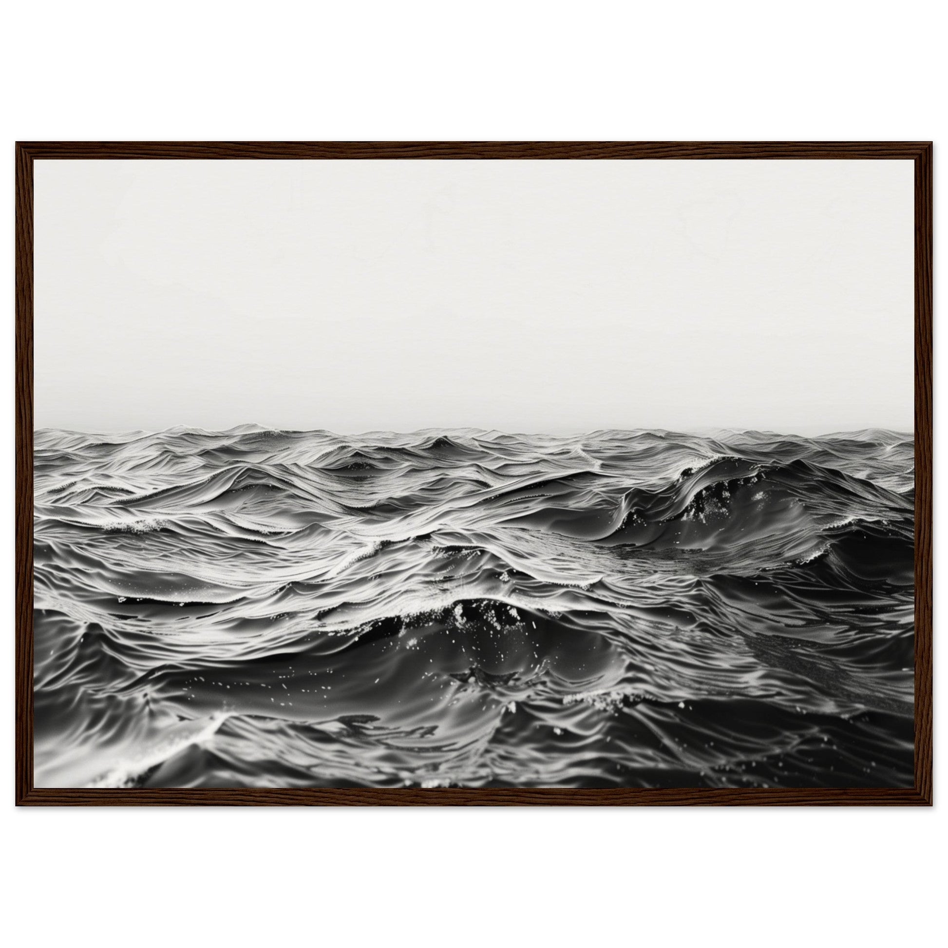 Poster Mer Noir et Blanc ( 50x70-cm-Bois-foncé)