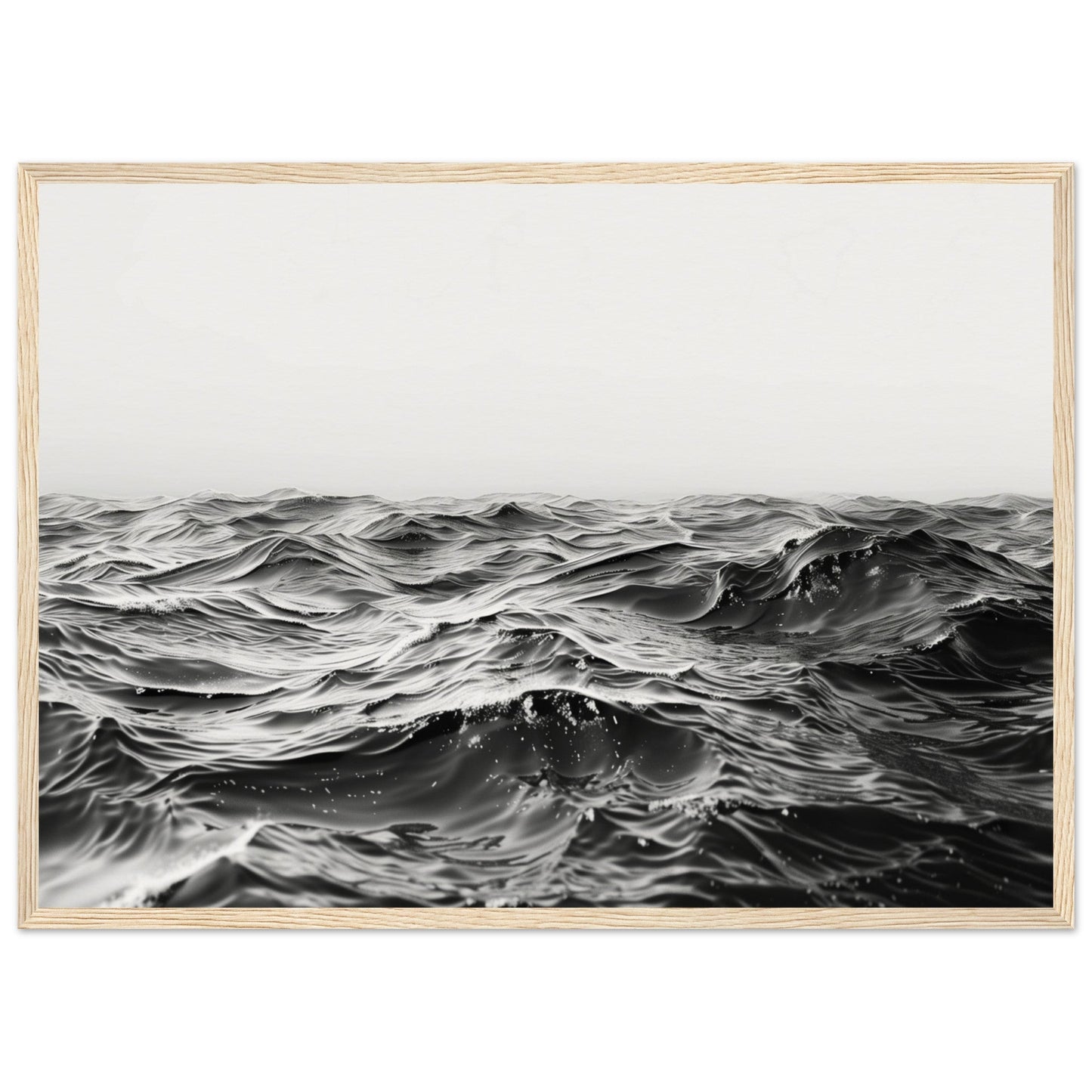 Poster Mer Noir et Blanc ( 50x70-cm-Bois-clair)