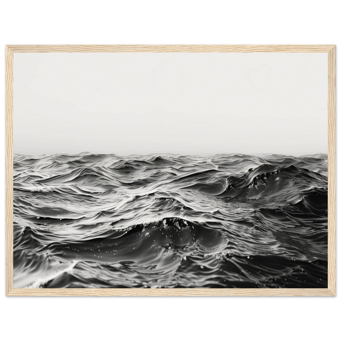 Poster Mer Noir et Blanc ( 45x60-cm-Bois-clair)