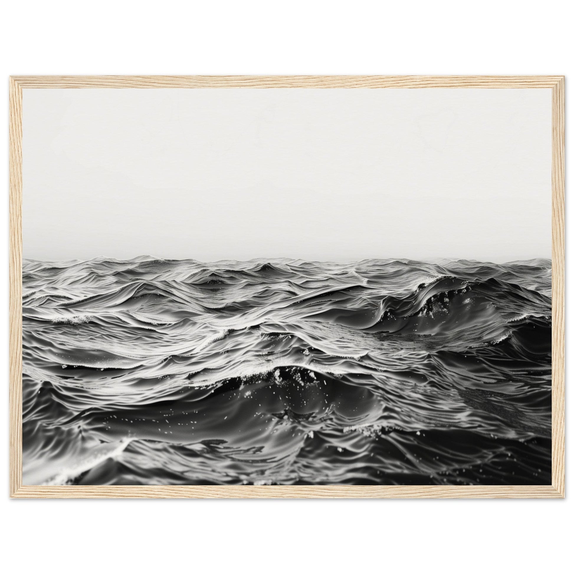 Poster Mer Noir et Blanc ( 45x60-cm-Bois-clair)