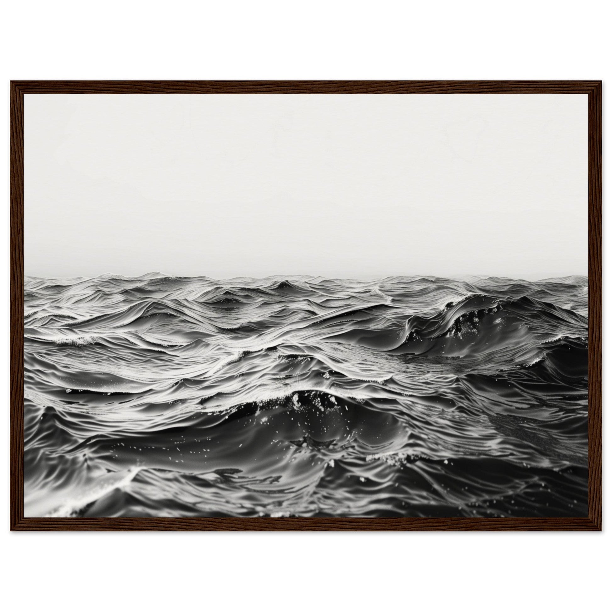 Poster Mer Noir et Blanc ( 45x60-cm-Bois-foncé)