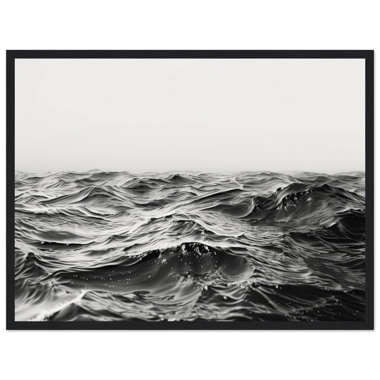 Poster Mer Noir et Blanc ( 45x60-cm-Bois-noir)