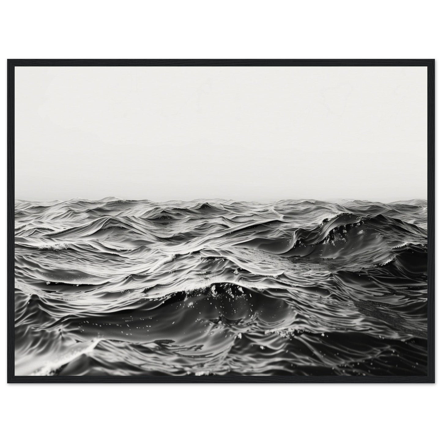 Poster Mer Noir et Blanc ( 60x80-cm-Bois-noir)