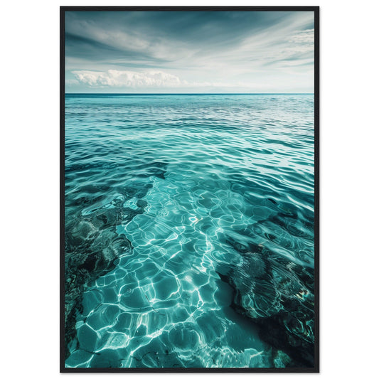 Poster Mer Turquoise ( 70x100-cm-Bois-noir)