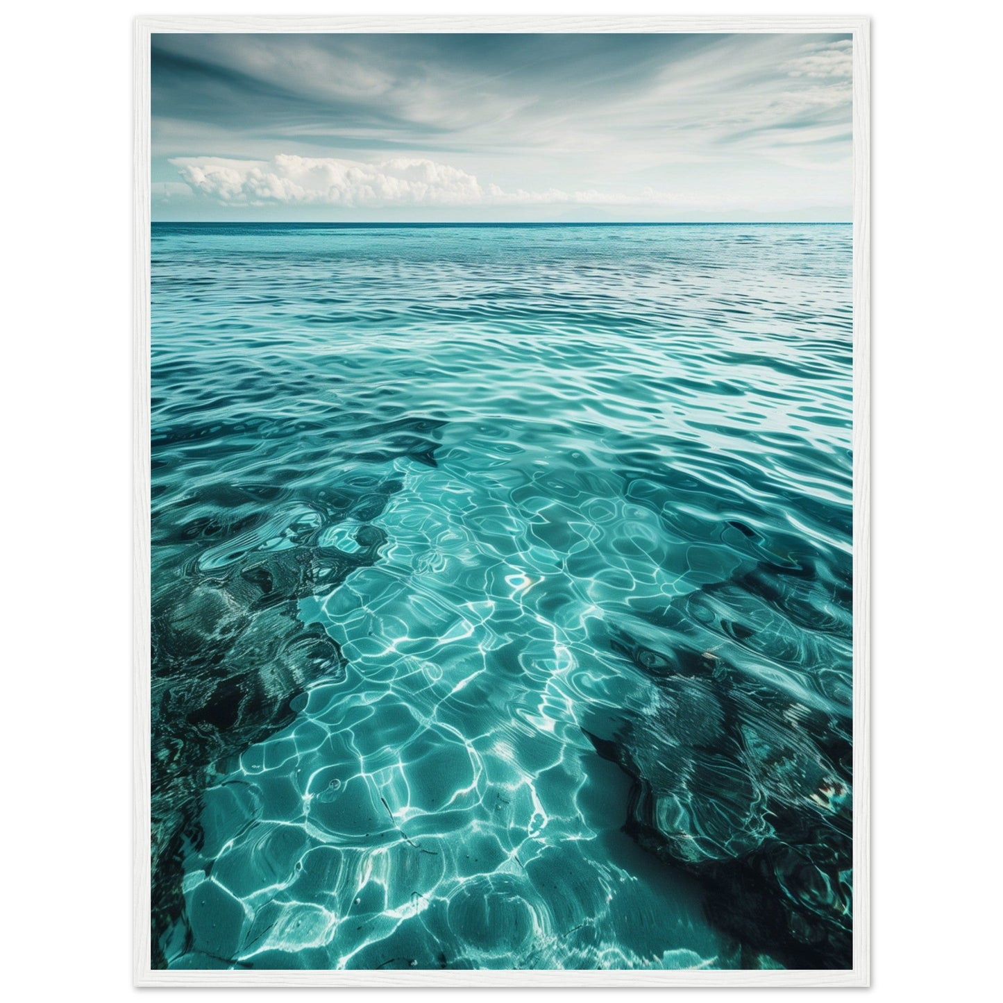 Poster Mer Turquoise ( 60x80-cm-Bois-blanc)