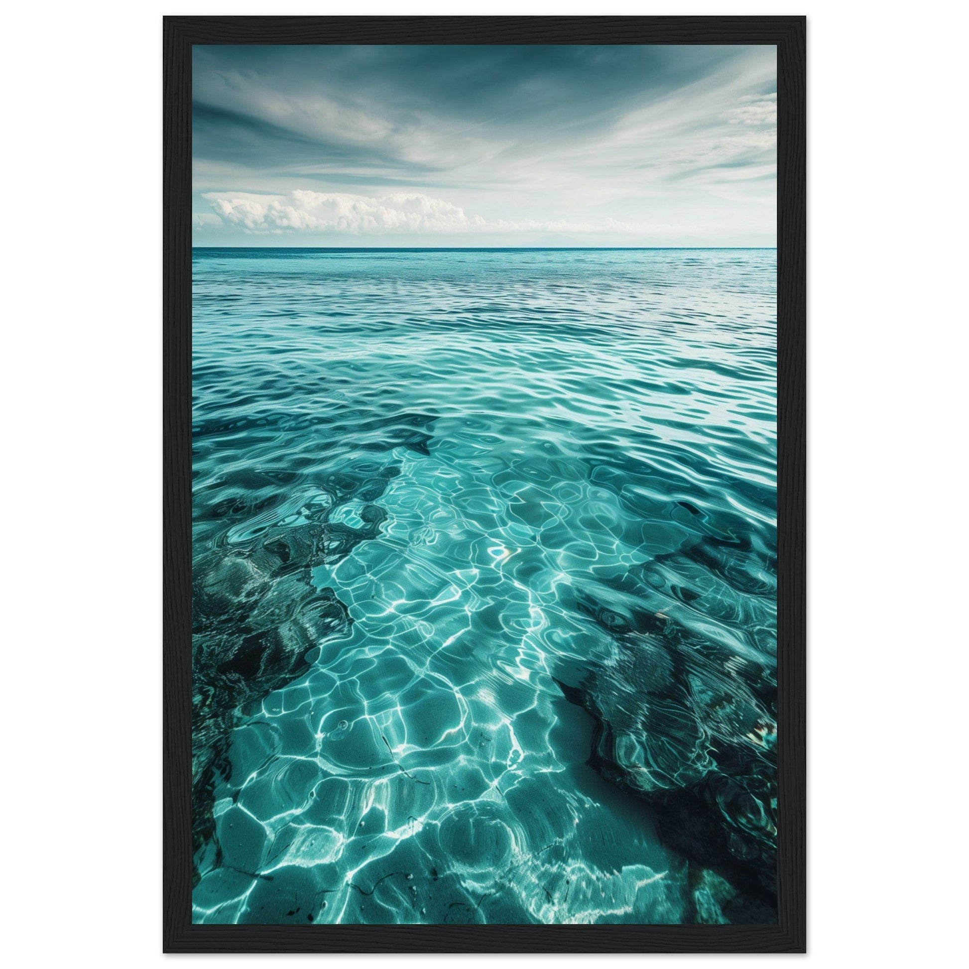 Poster Mer Turquoise ( 30x45-cm-Bois-noir)