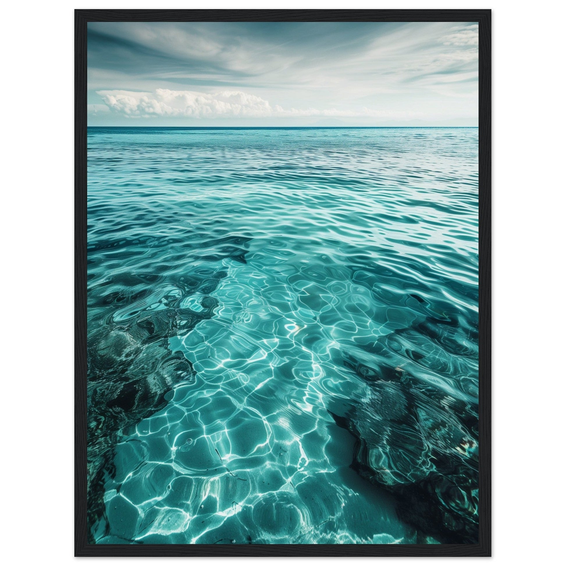 Poster Mer Turquoise ( 45x60-cm-Bois-noir)