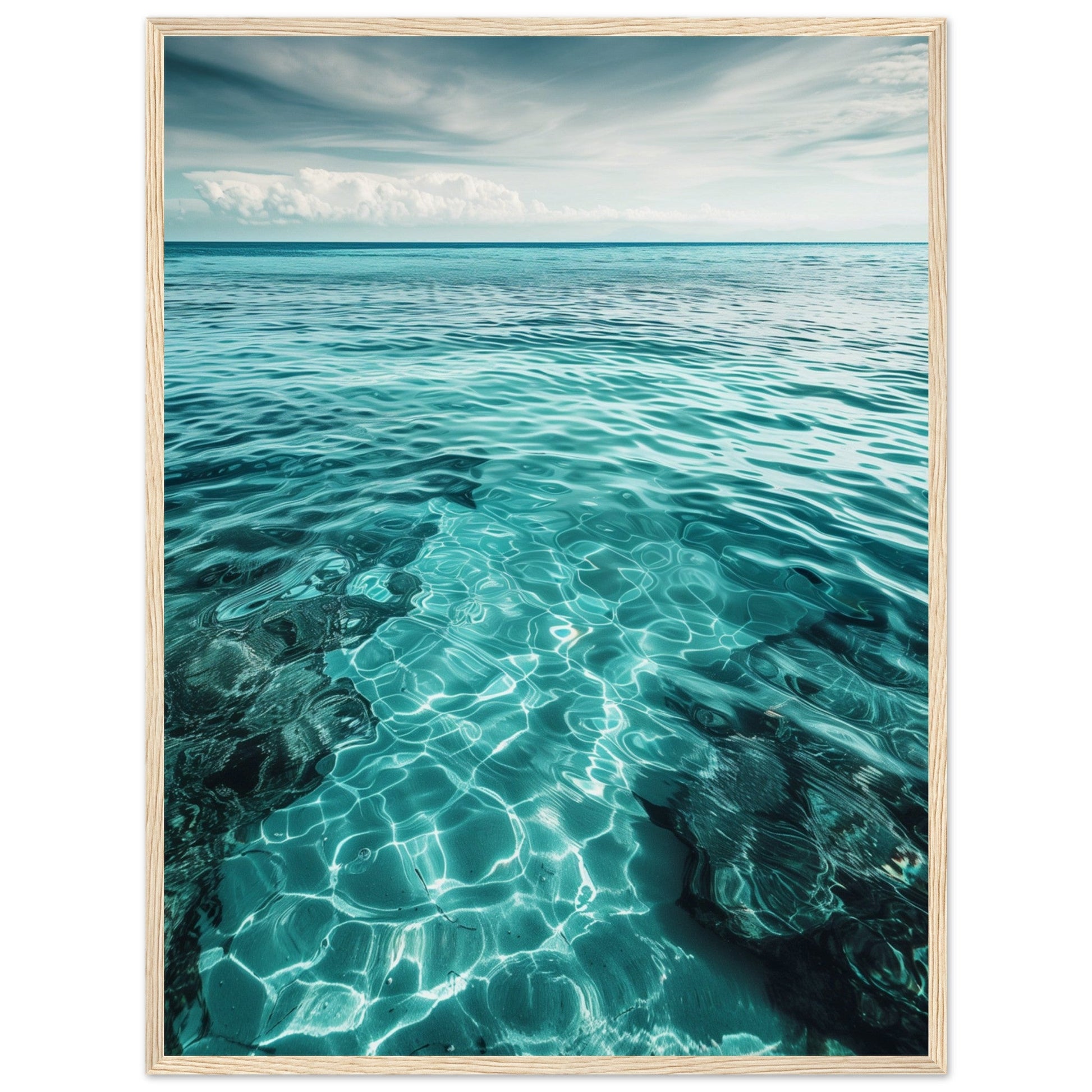 Poster Mer Turquoise ( 60x80-cm-Bois-clair)