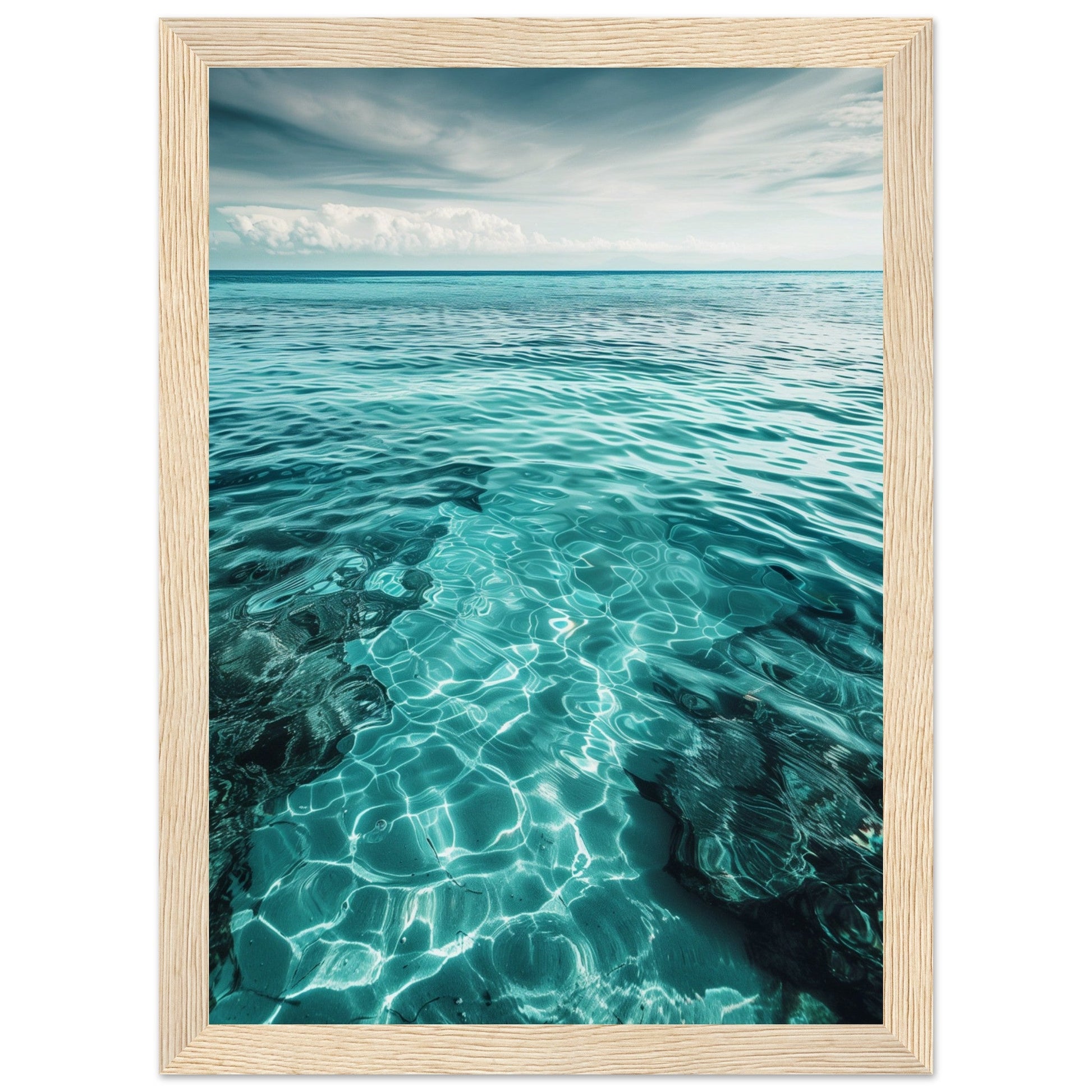 Poster Mer Turquoise ( 21x29.7-cm-Bois-clair)