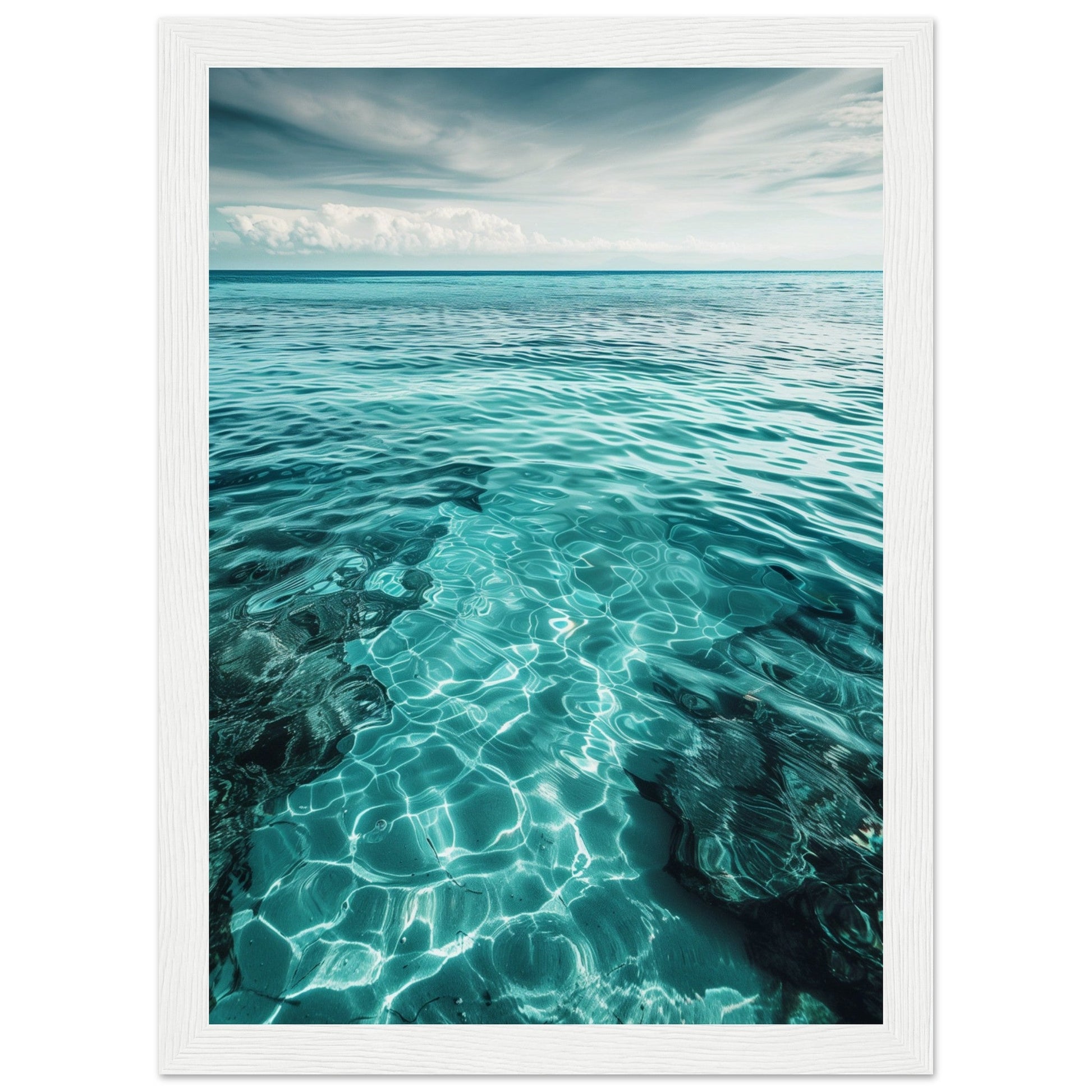 Poster Mer Turquoise ( 21x29.7-cm-Bois-blanc)