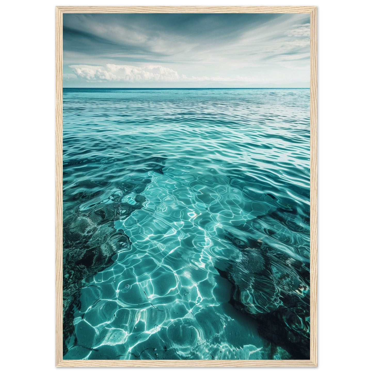 Poster Mer Turquoise ( 50x70-cm-Bois-clair)