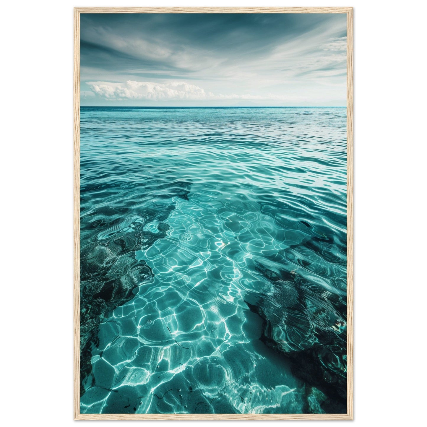 Poster Mer Turquoise ( 60x90-cm-Bois-clair)