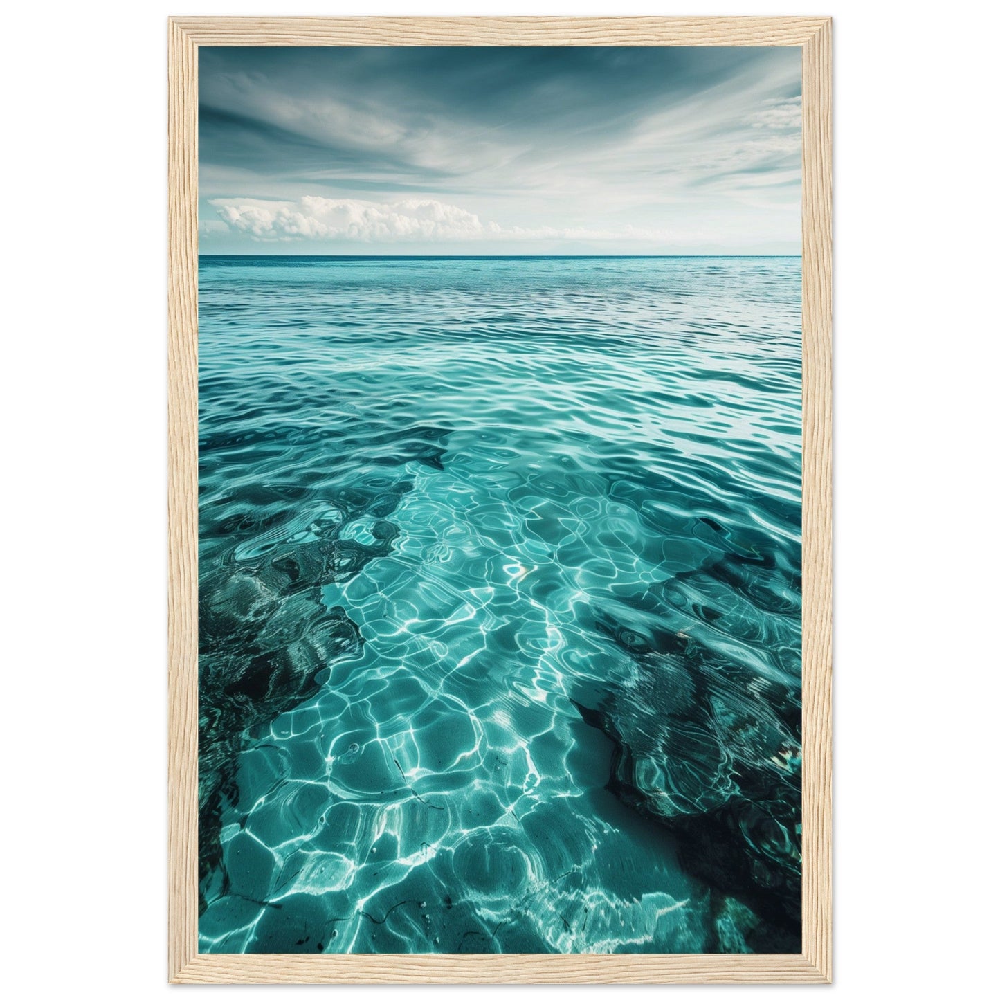 Poster Mer Turquoise ( 30x45-cm-Bois-clair)