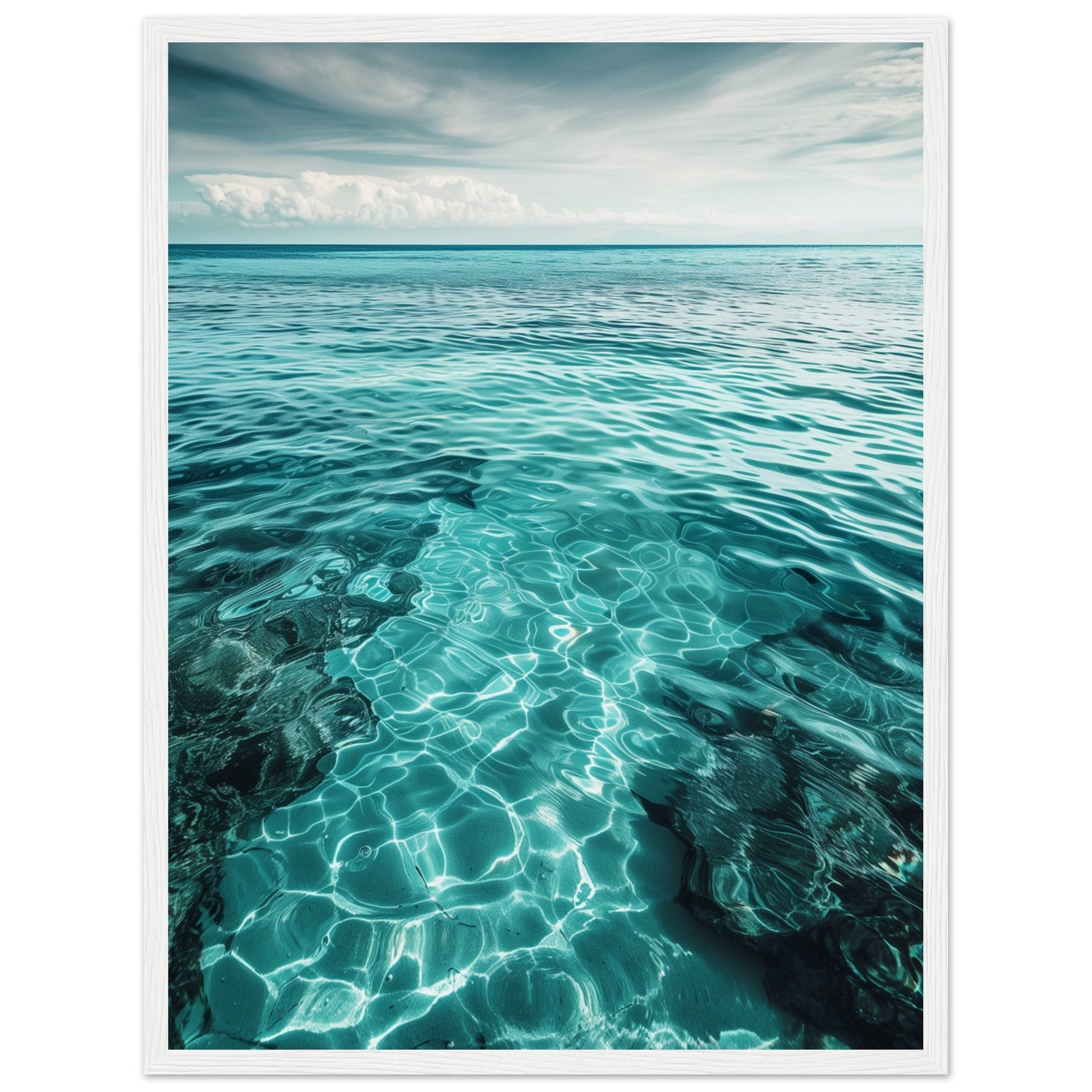 Poster Mer Turquoise ( 45x60-cm-Bois-blanc)