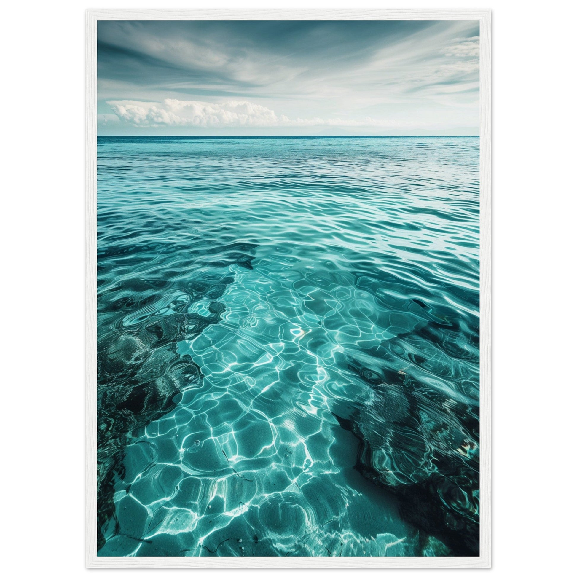 Poster Mer Turquoise ( 50x70-cm-Bois-blanc)