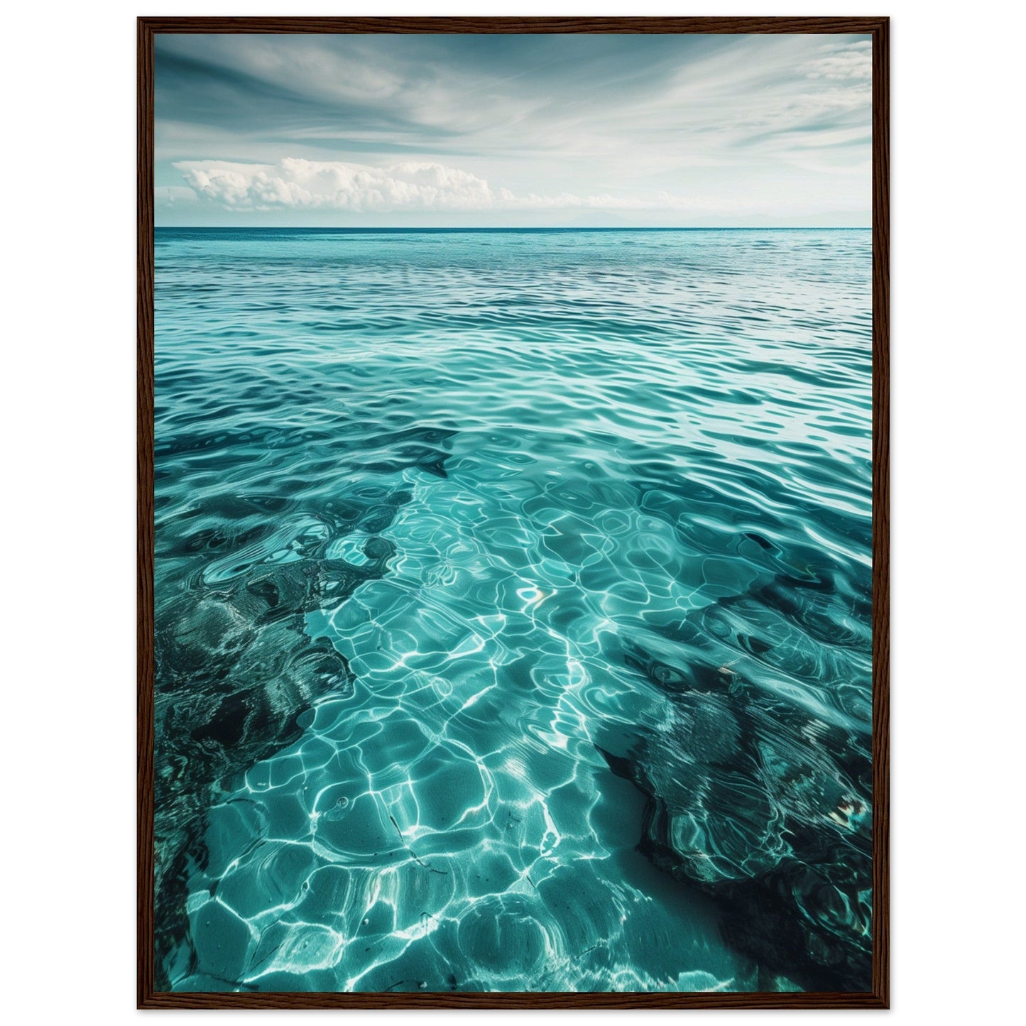 Poster Mer Turquoise ( 60x80-cm-Bois-foncé)