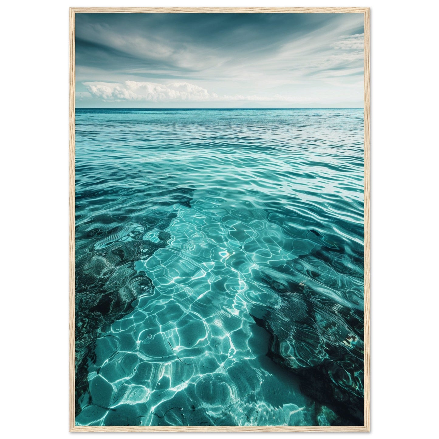 Poster Mer Turquoise ( 70x100-cm-Bois-clair)