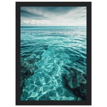 Poster Mer Turquoise ( 21x29.7-cm-Bois-noir)