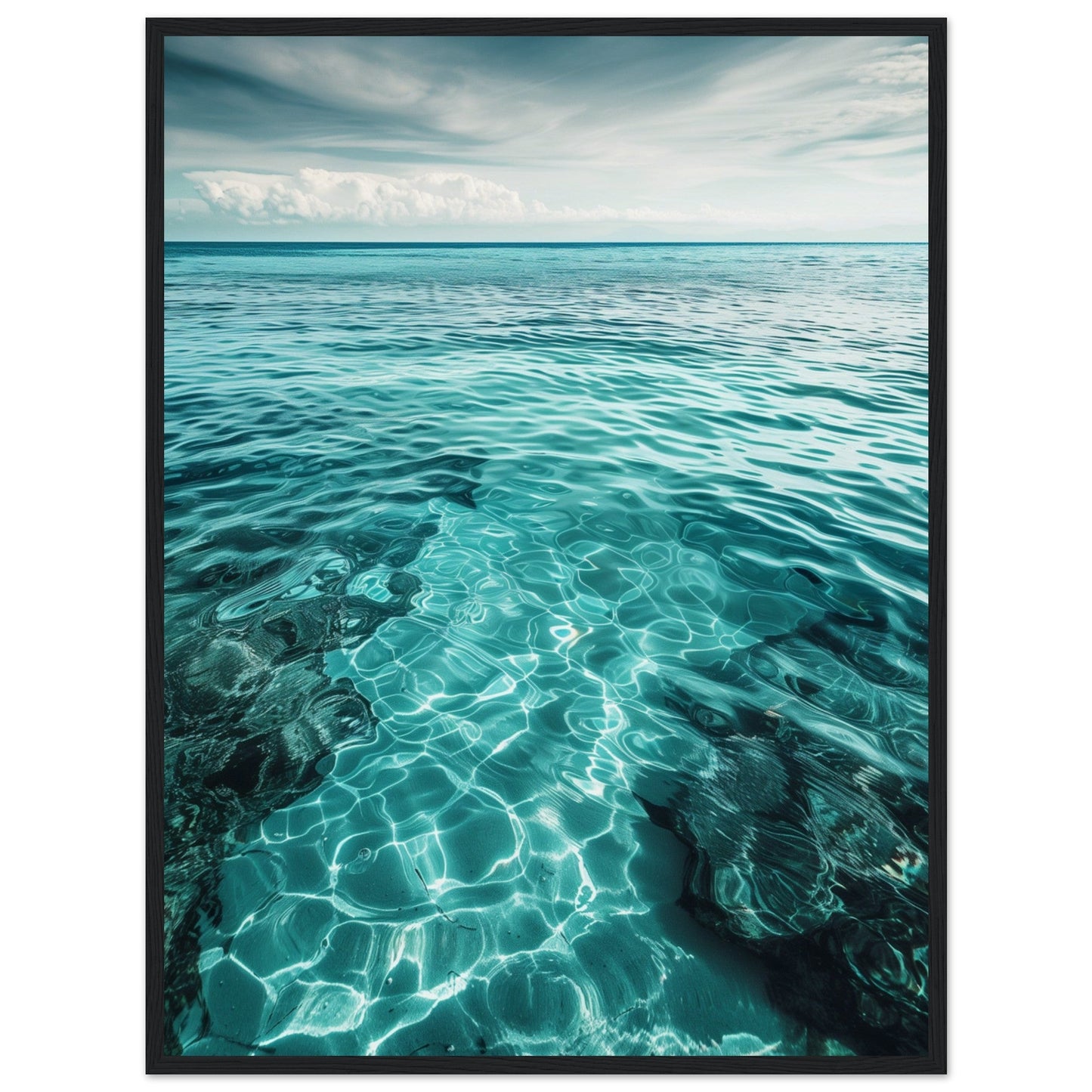 Poster Mer Turquoise ( 60x80-cm-Bois-noir)