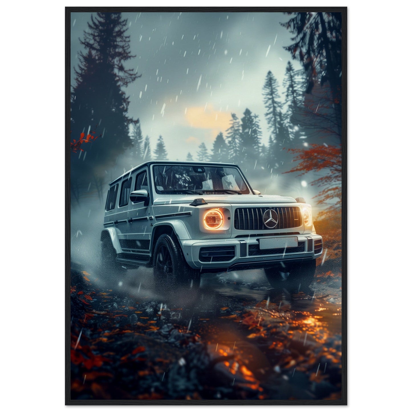 Poster Mercedes Classe G ( 70x100-cm-Bois-noir)