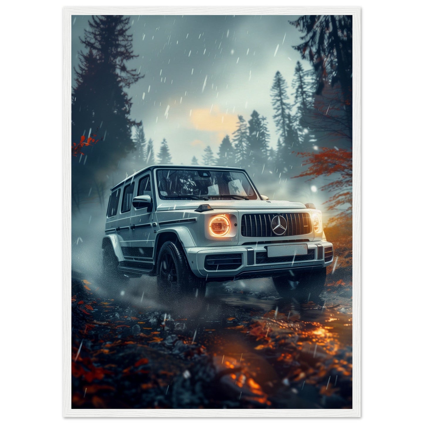 Poster Mercedes Classe G ( 50x70-cm-Bois-blanc)