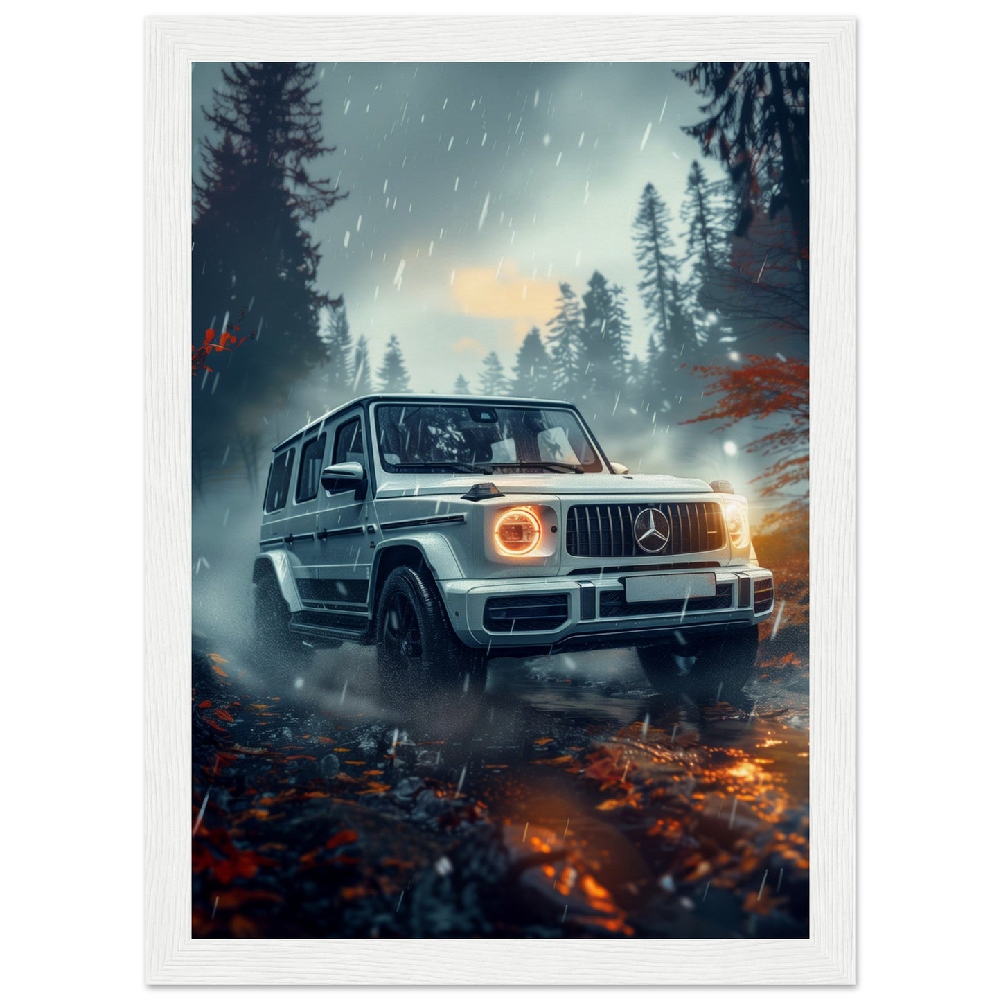 Poster Mercedes Classe G ( 21x29.7-cm-Bois-blanc)