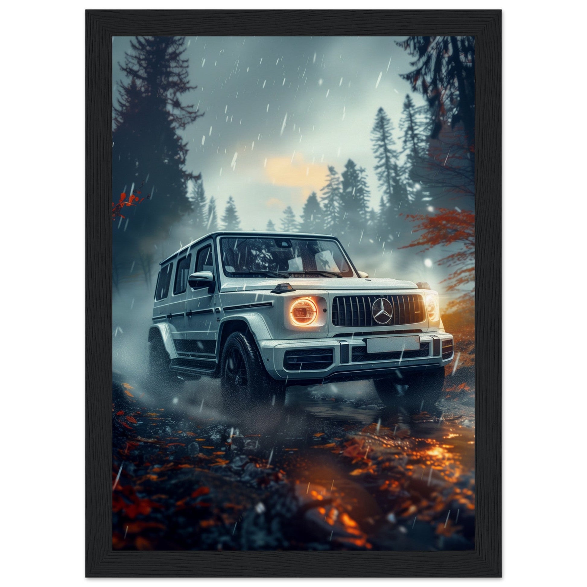 Poster Mercedes Classe G ( 21x29.7-cm-Bois-noir)