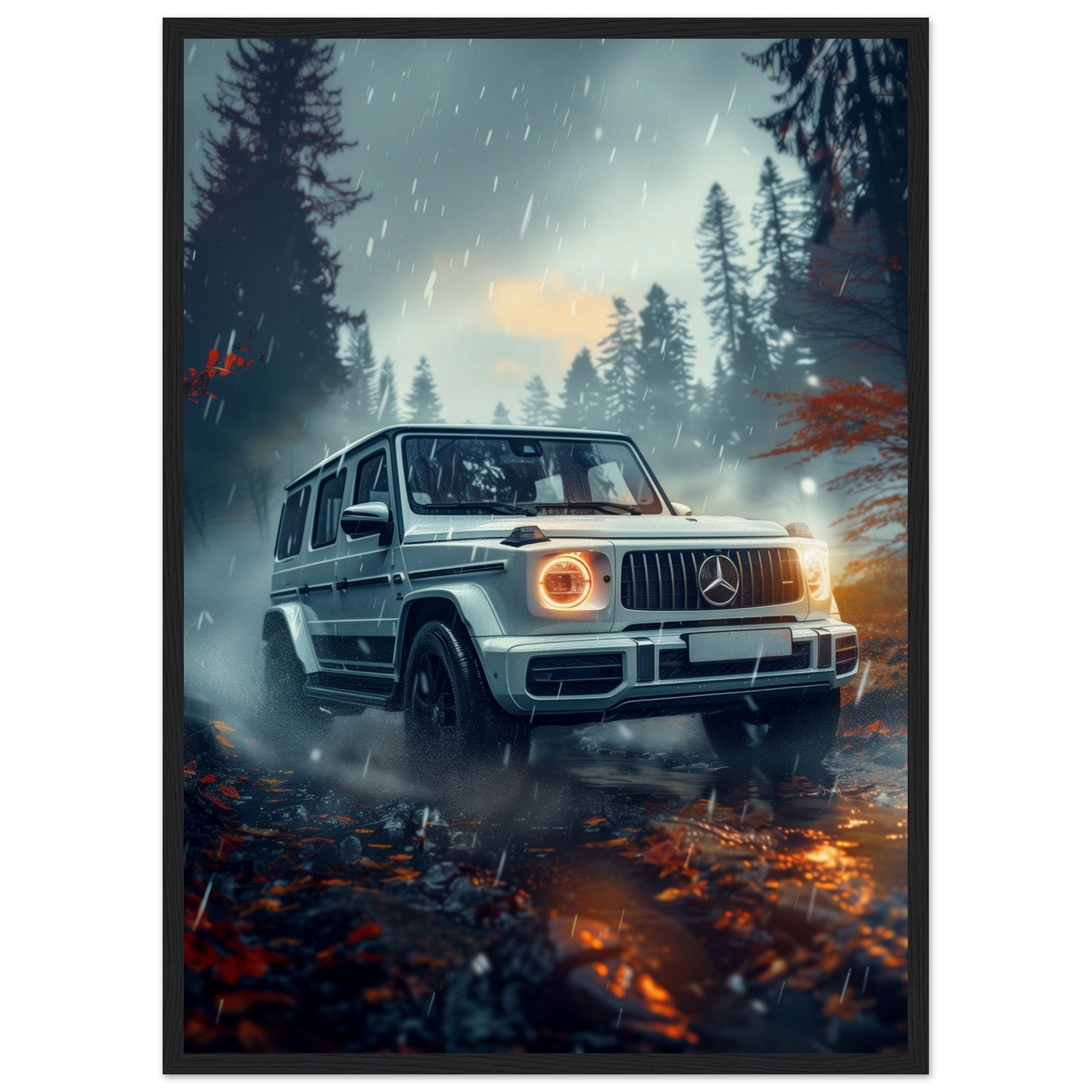 Poster Mercedes Classe G ( 50x70-cm-Bois-noir)