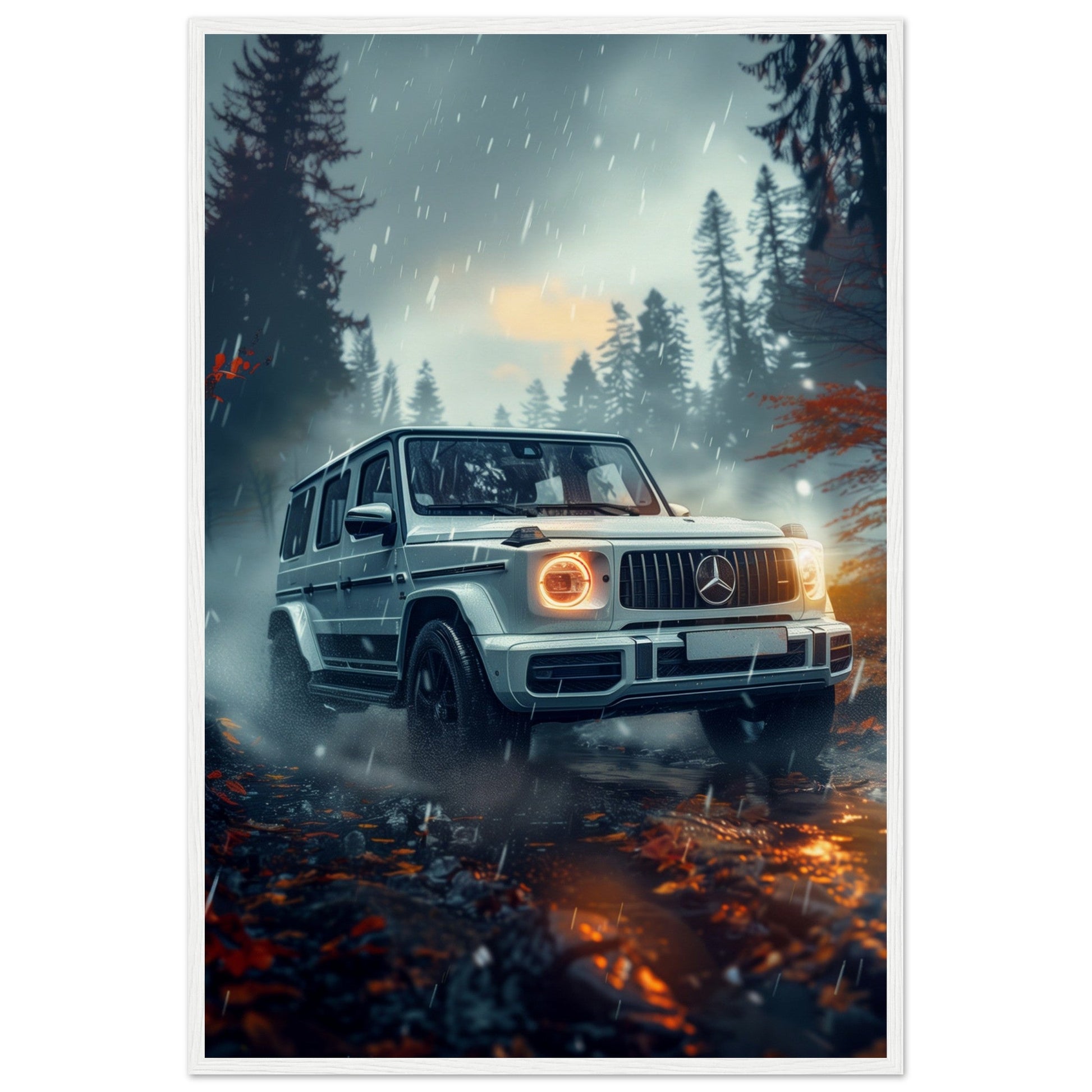 Poster Mercedes Classe G ( 60x90-cm-Bois-blanc)